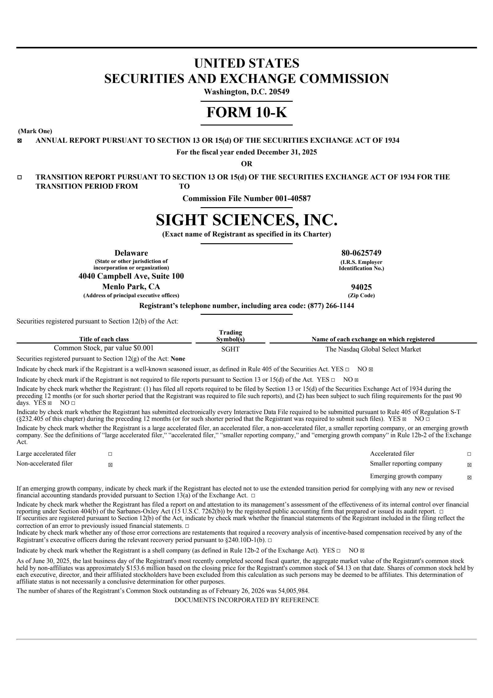 Sight Sciences' Q4 2025 Annual report