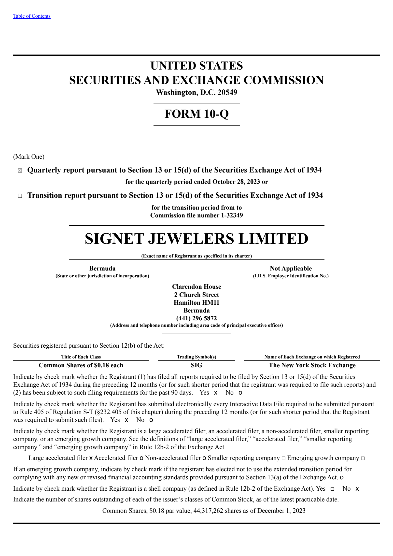 Signet Jewelers' Q3 2024 Quarterly report