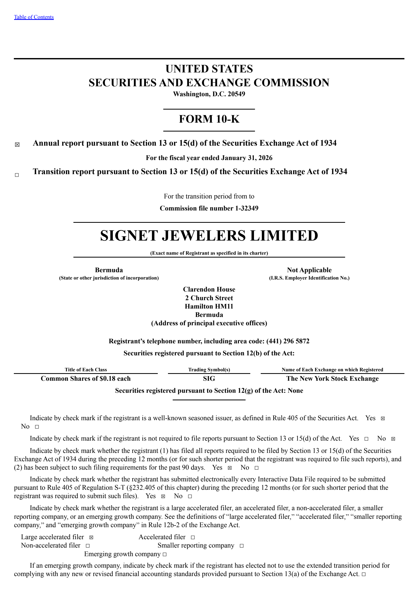 Signet Jewelers' Q4 2026 Annual report