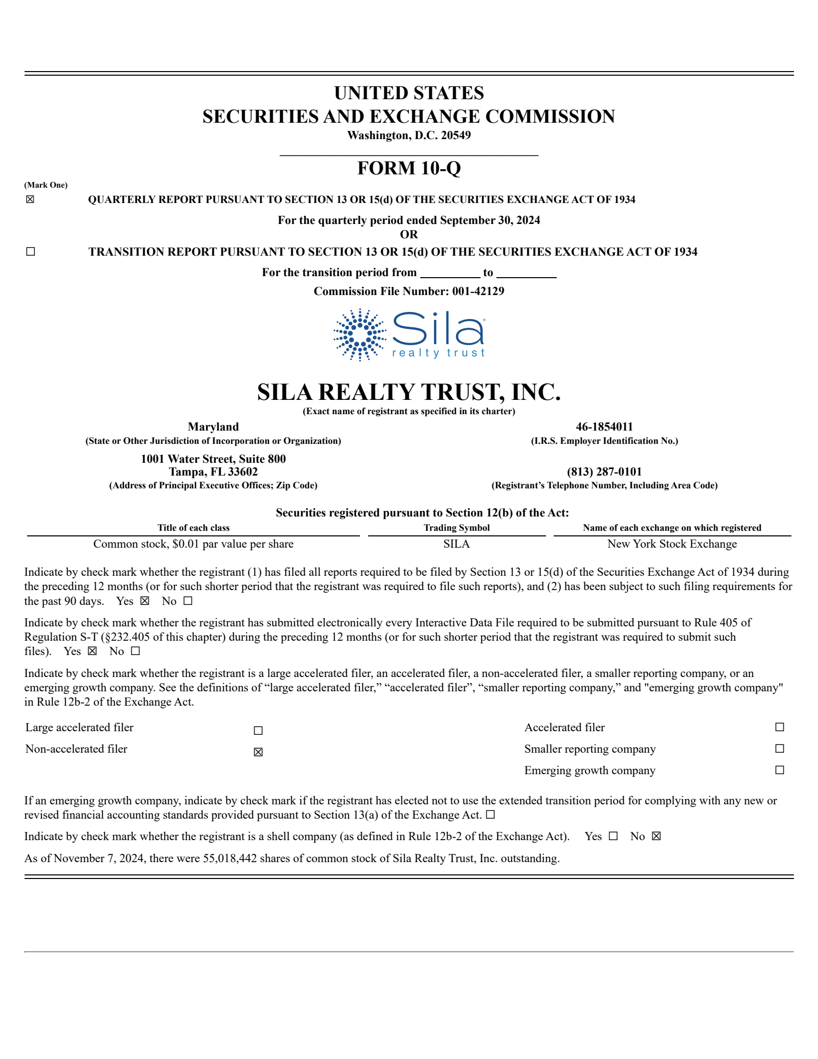 Sila Realty Trust's Q3 2024 Quarterly Report