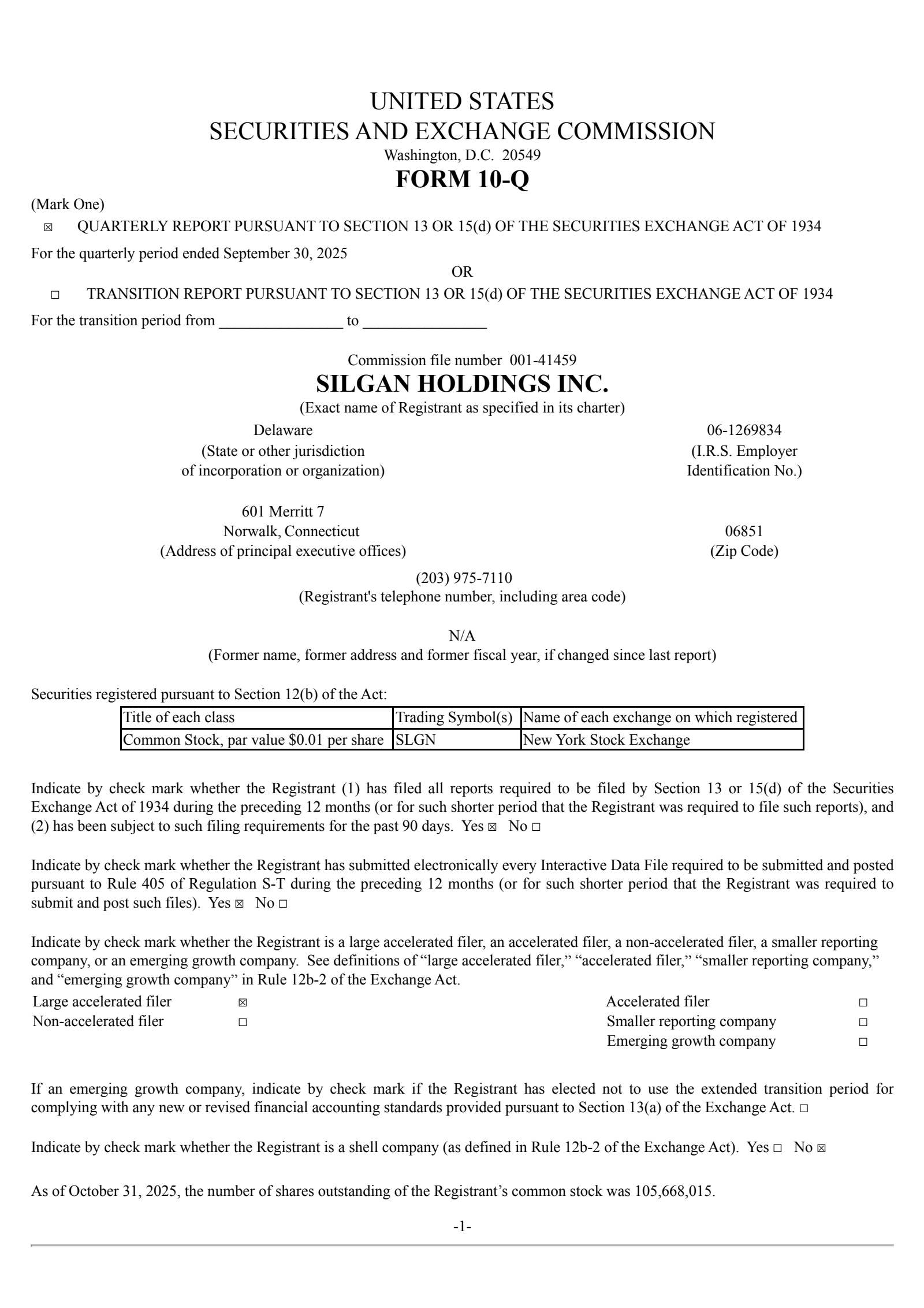 Silgan's Q3 2025 Quarterly Report
