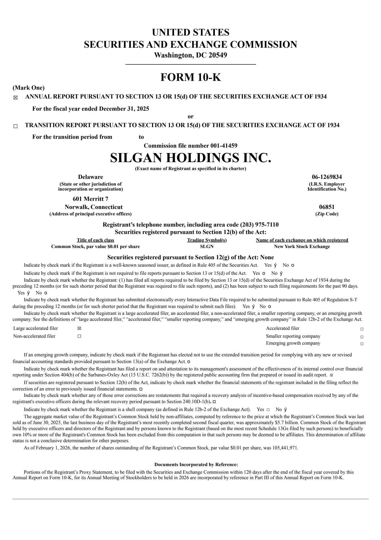 Silgan's Q4 2025 Annual report