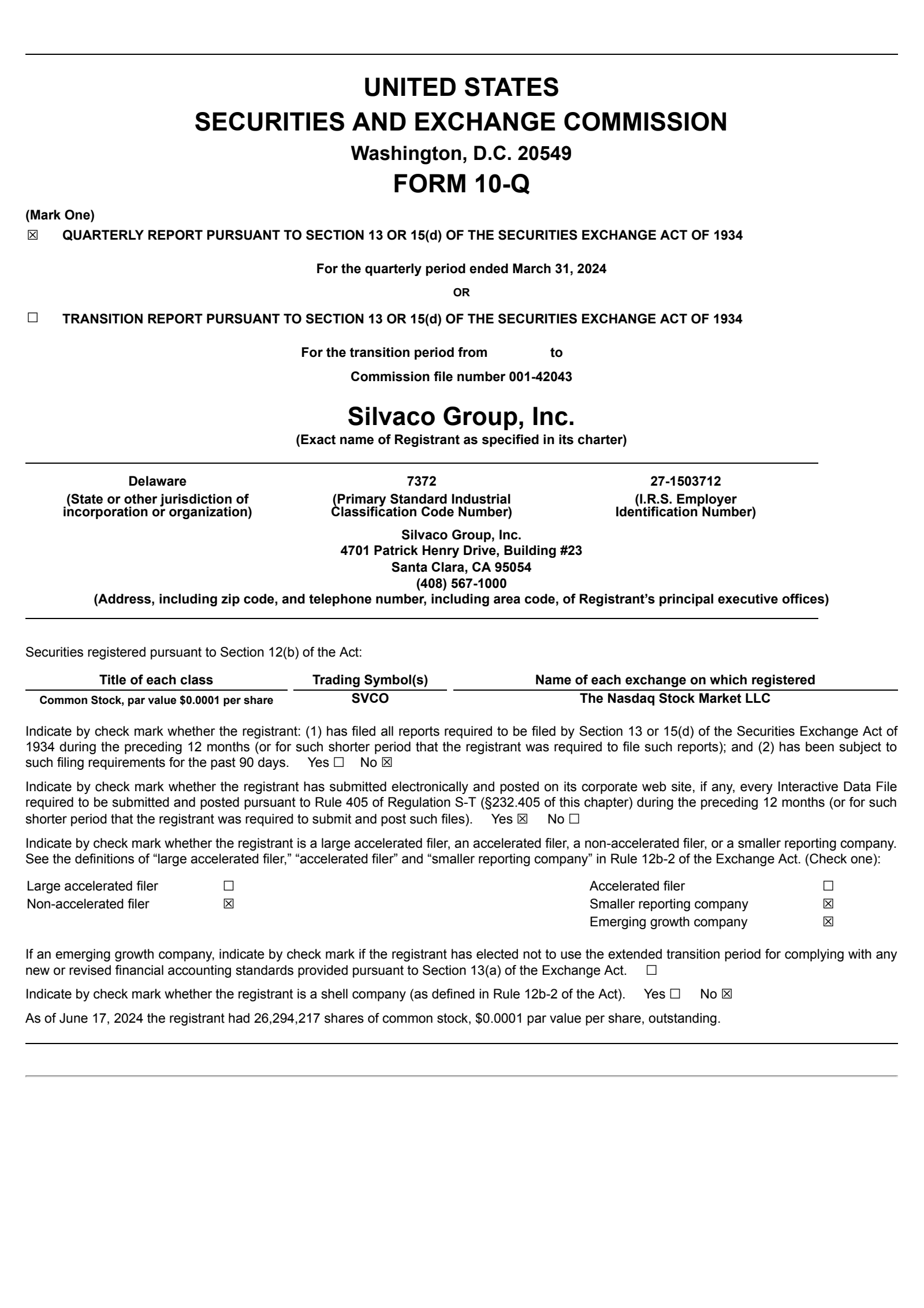 Silvaco Group's Q1 2024 Quarterly Report