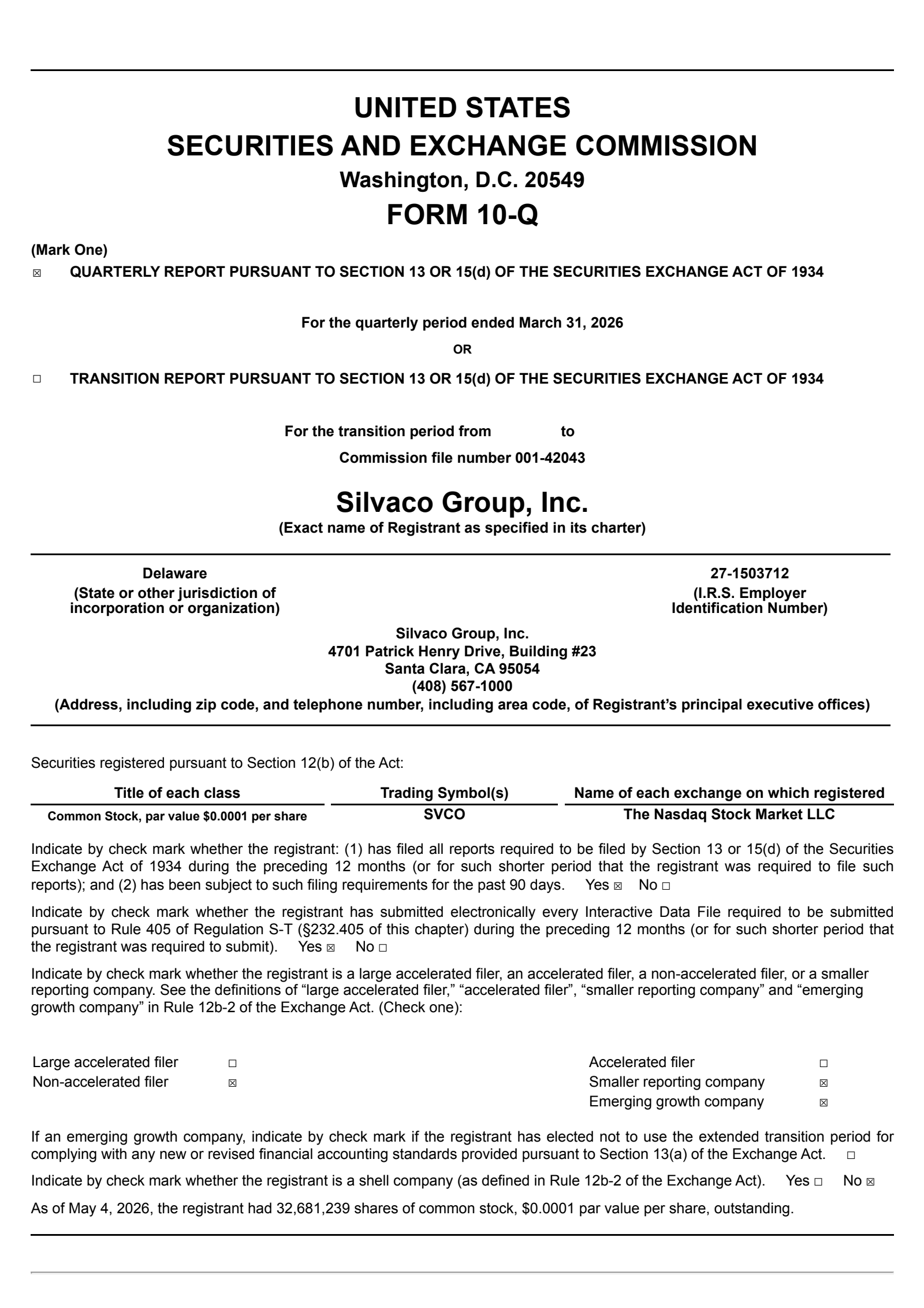 Silvaco Group's Q1 2026 Quarterly report