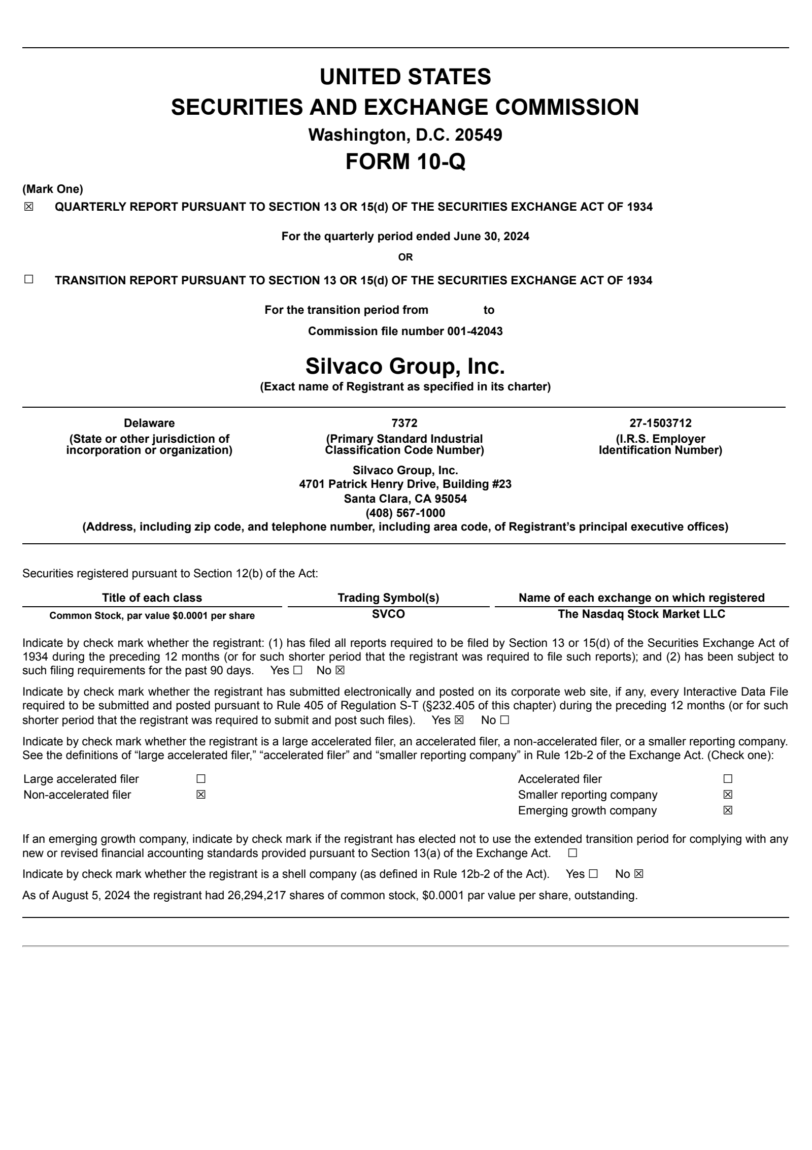 Silvaco Group's Q2 2024 Quarterly Report