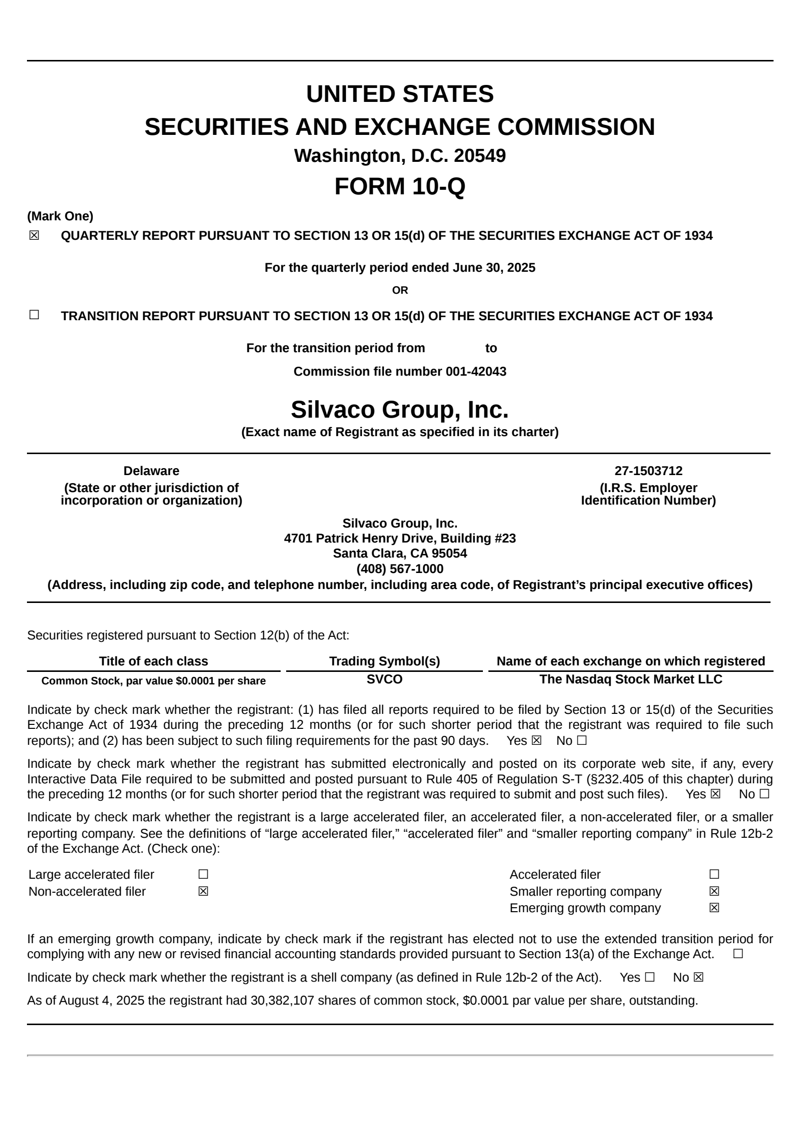 Silvaco Group's Q2 2025 Quarterly report