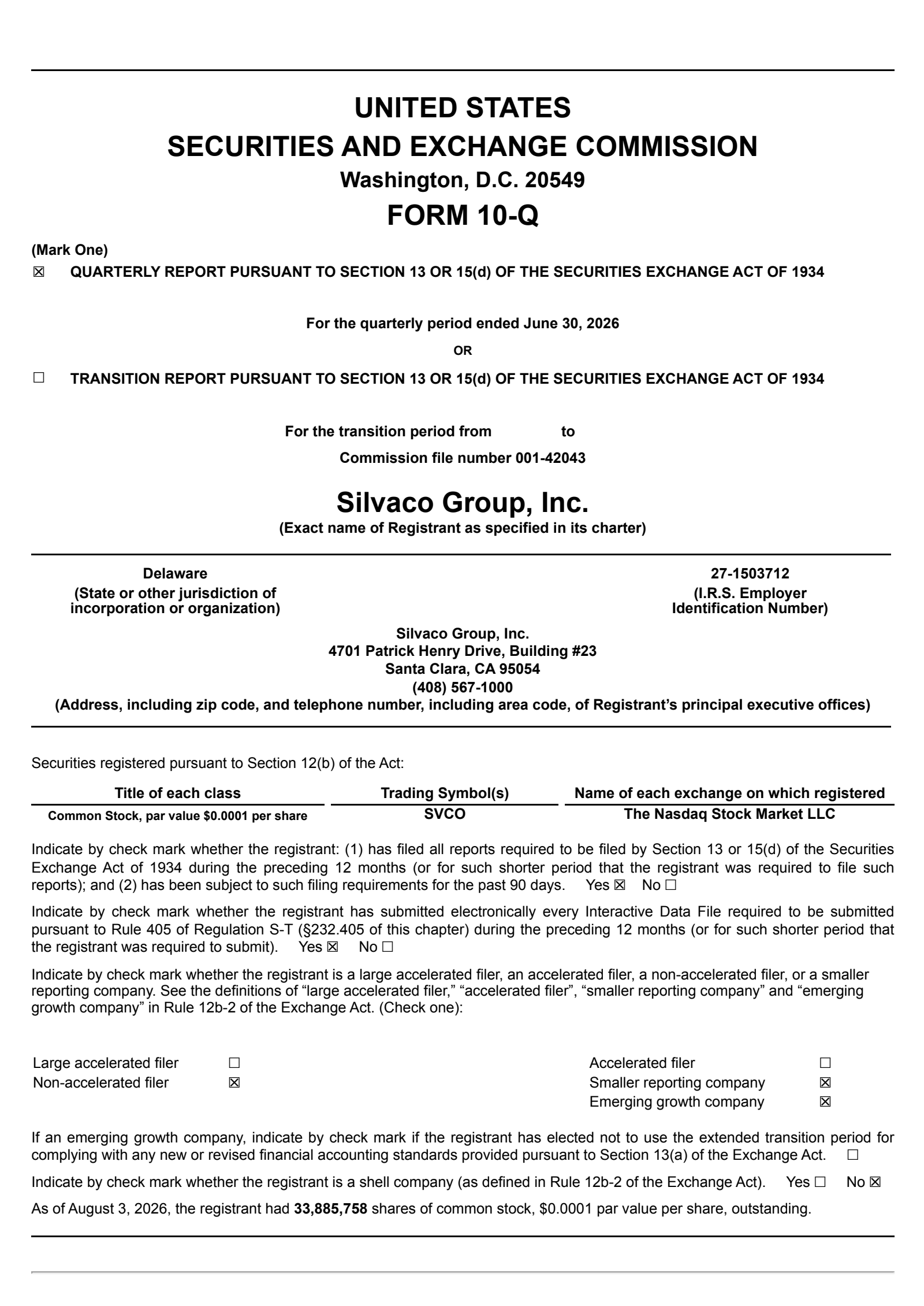 Silvaco Group's Q2 2026 Quarterly report