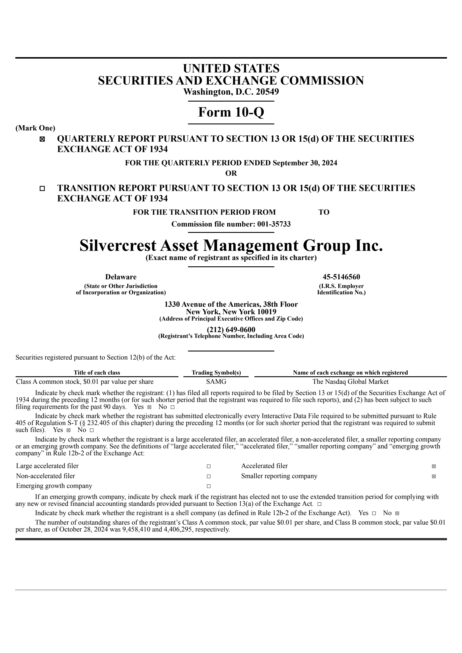 Silvercrest Asset Management Group's Q3 2024 Quarterly report