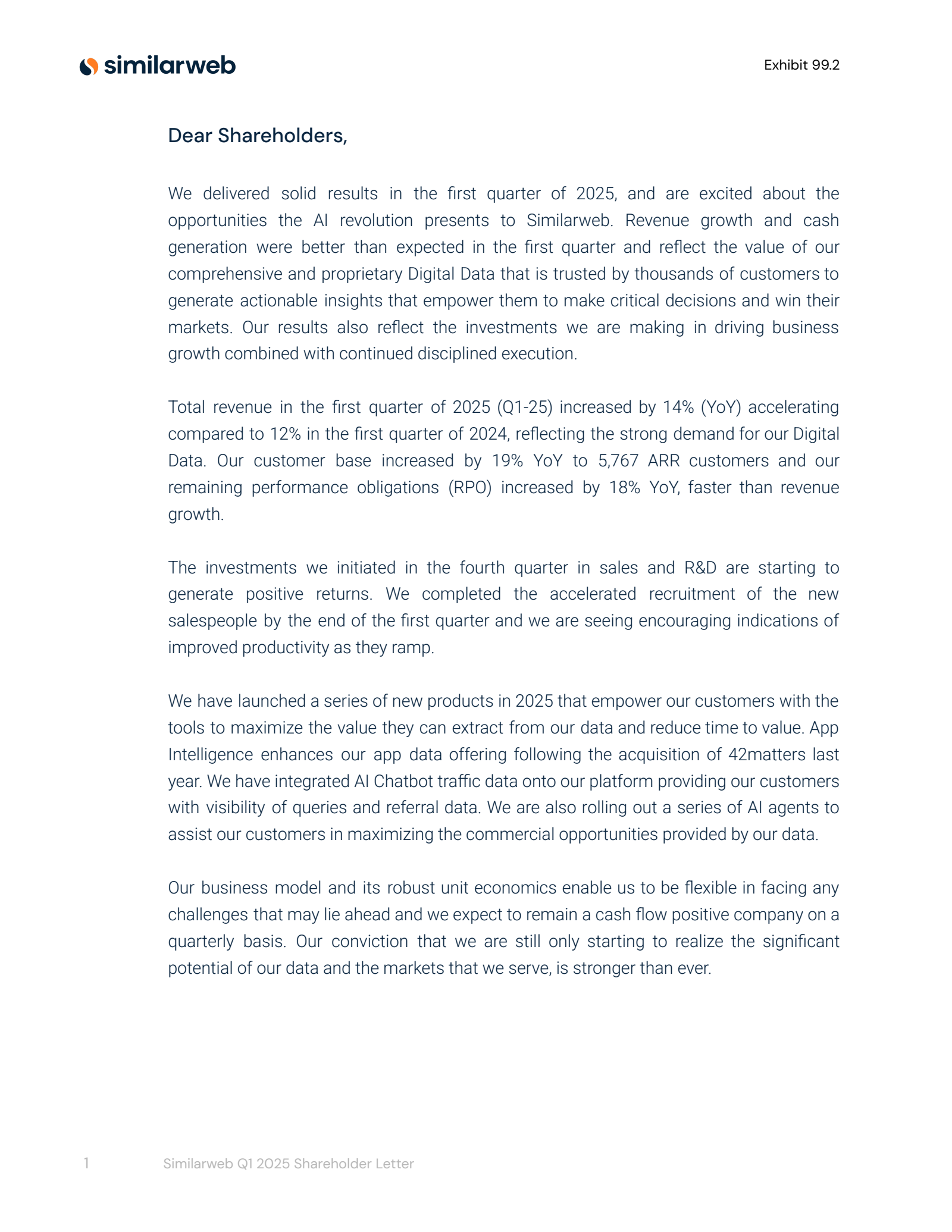 Similarweb's Q1 2025 Press Release