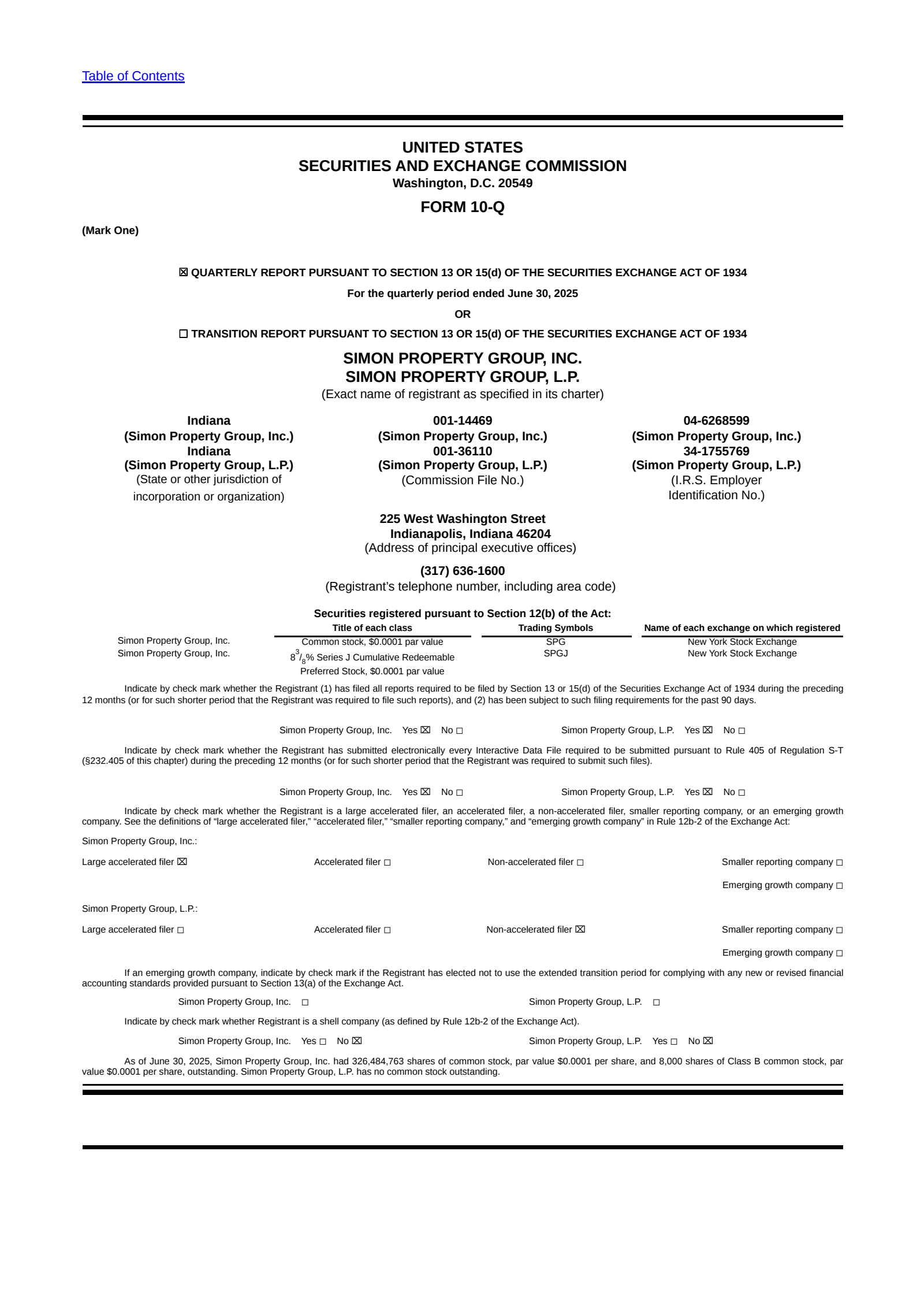 Simon Property Group's Q2 2025 Quarterly report