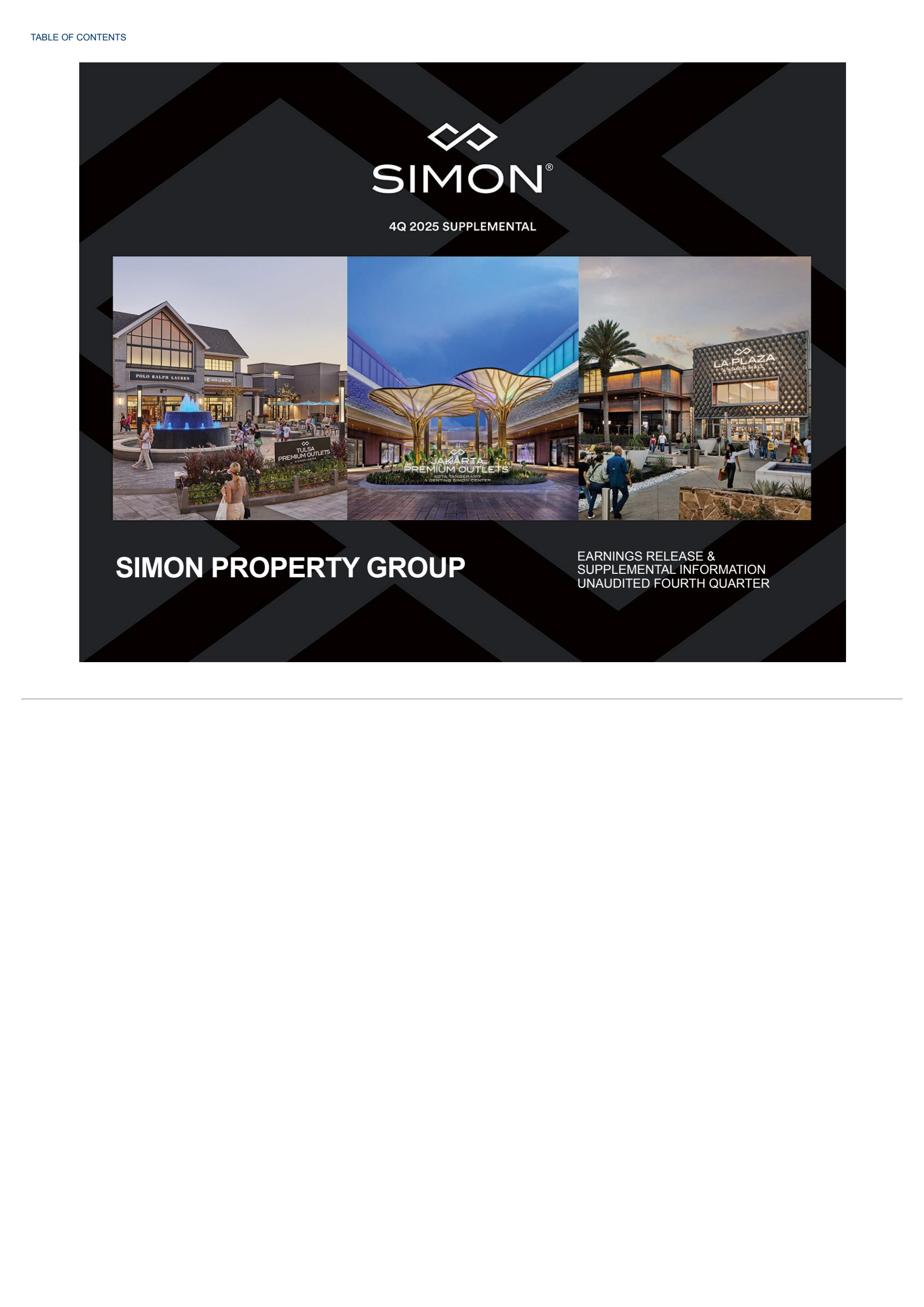 Simon Property Group's Q4 2025 Press Release