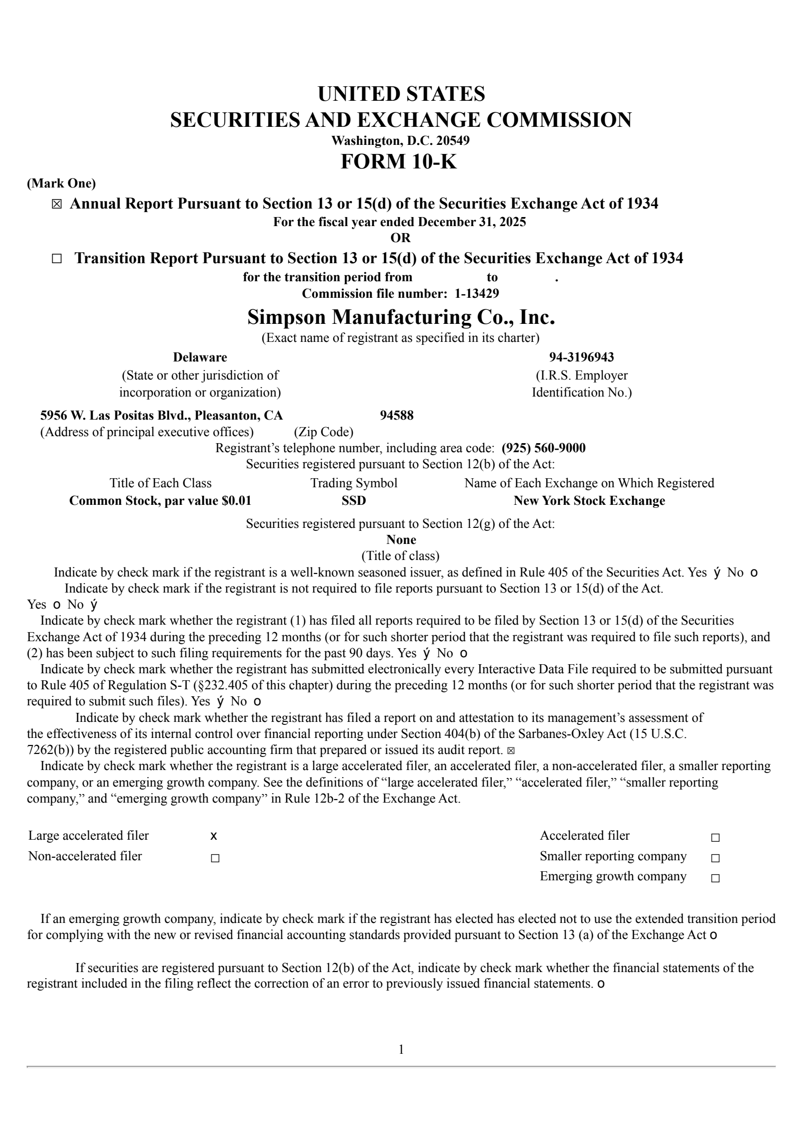 Simpson Manufacturing's Q4 2025 Annual report