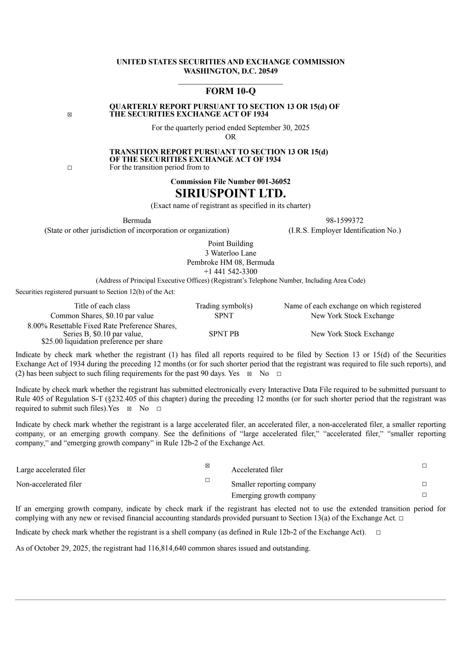 SiriusPoint's Q3 2025 Quarterly Report