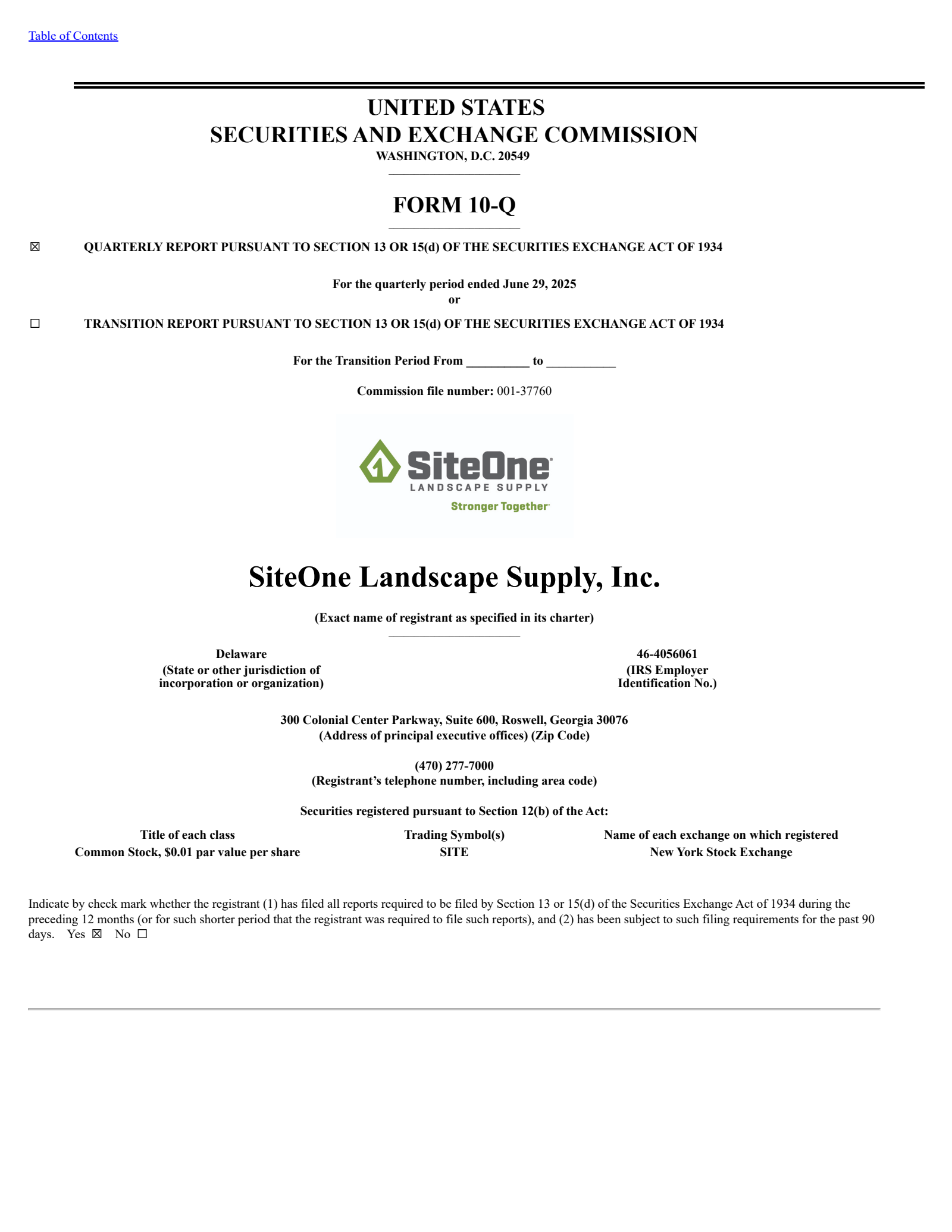 SiteOne Landscape Supply's Q2 2025 Quarterly Report