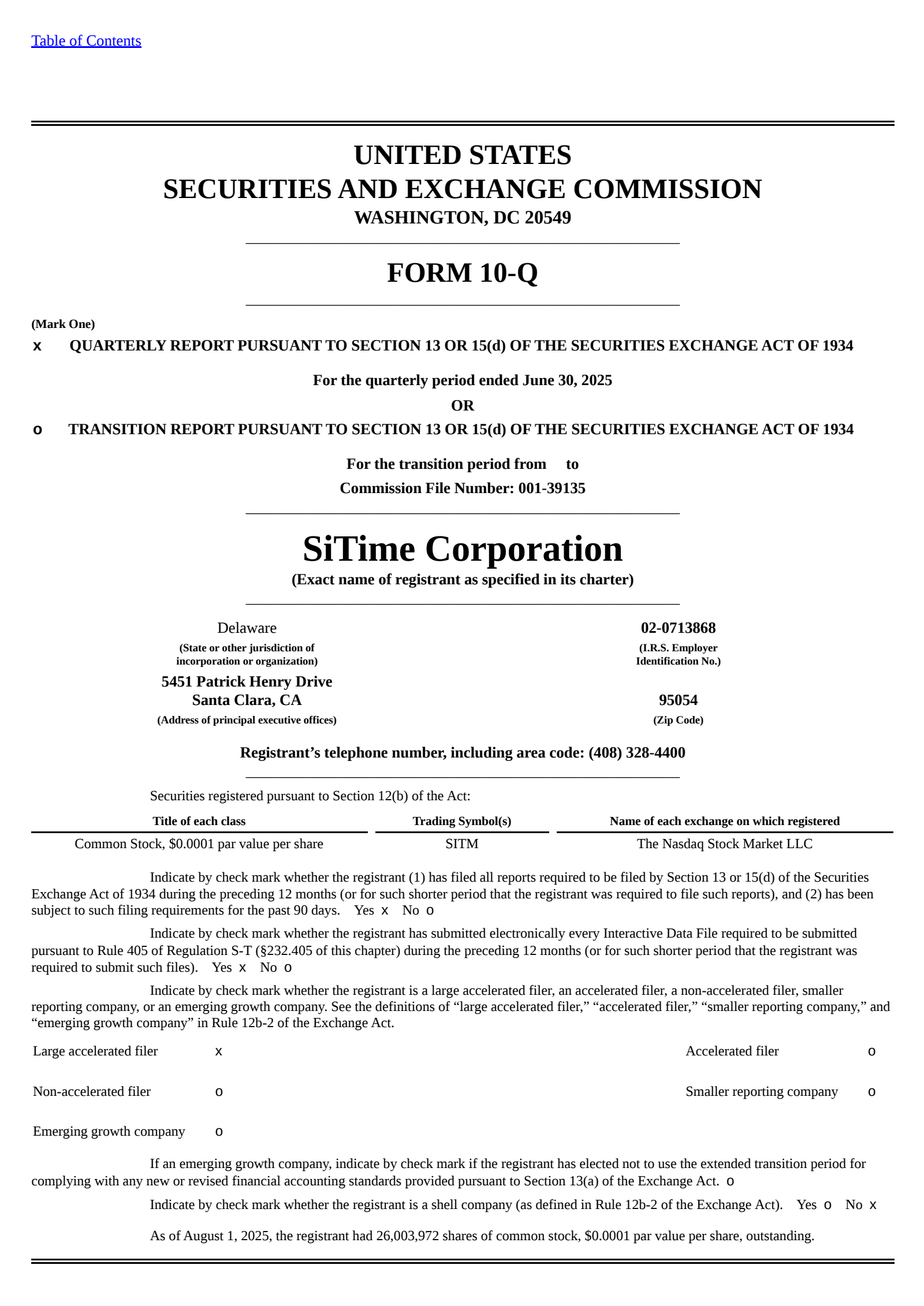 SiTime's Q2 2025 Quarterly report