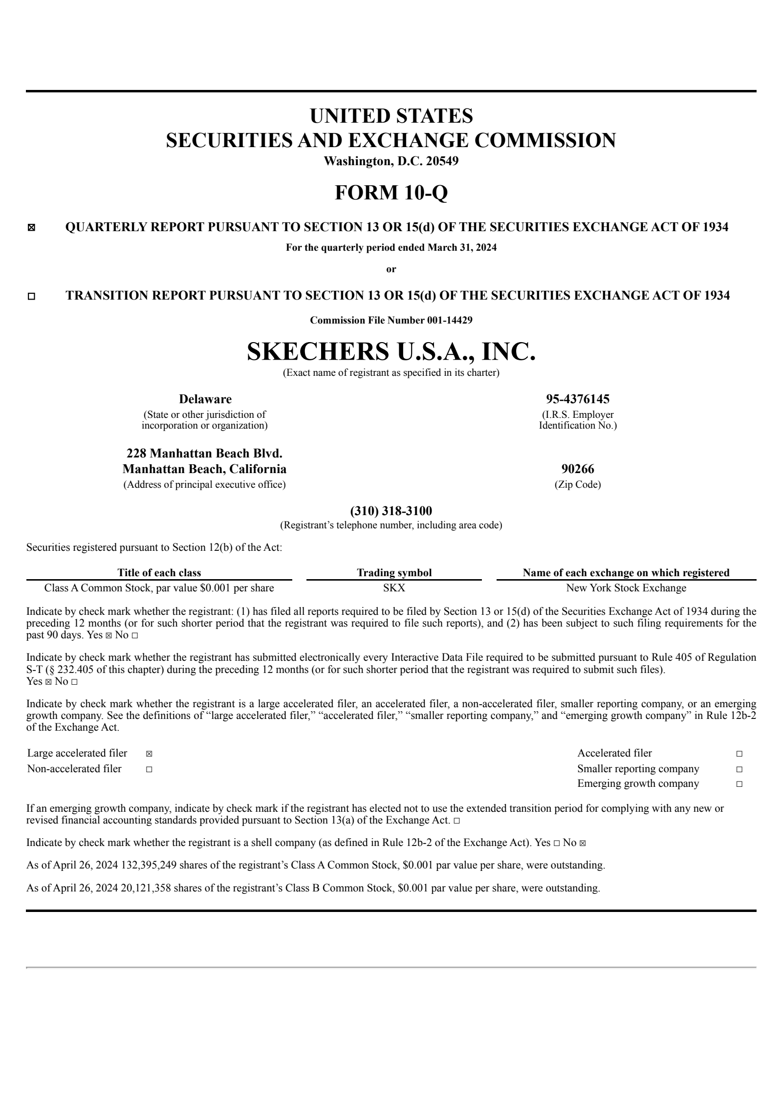 Skechers U.S.A.'s Q1 2024 Quarterly report