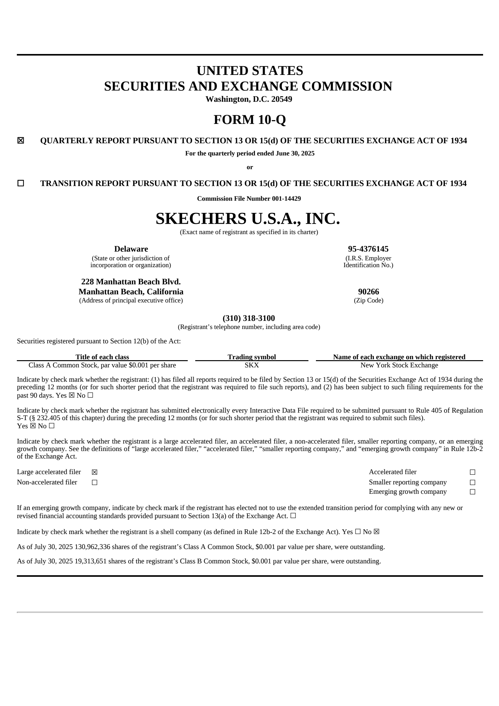 Skechers U.S.A.'s Q2 2025 Quarterly report