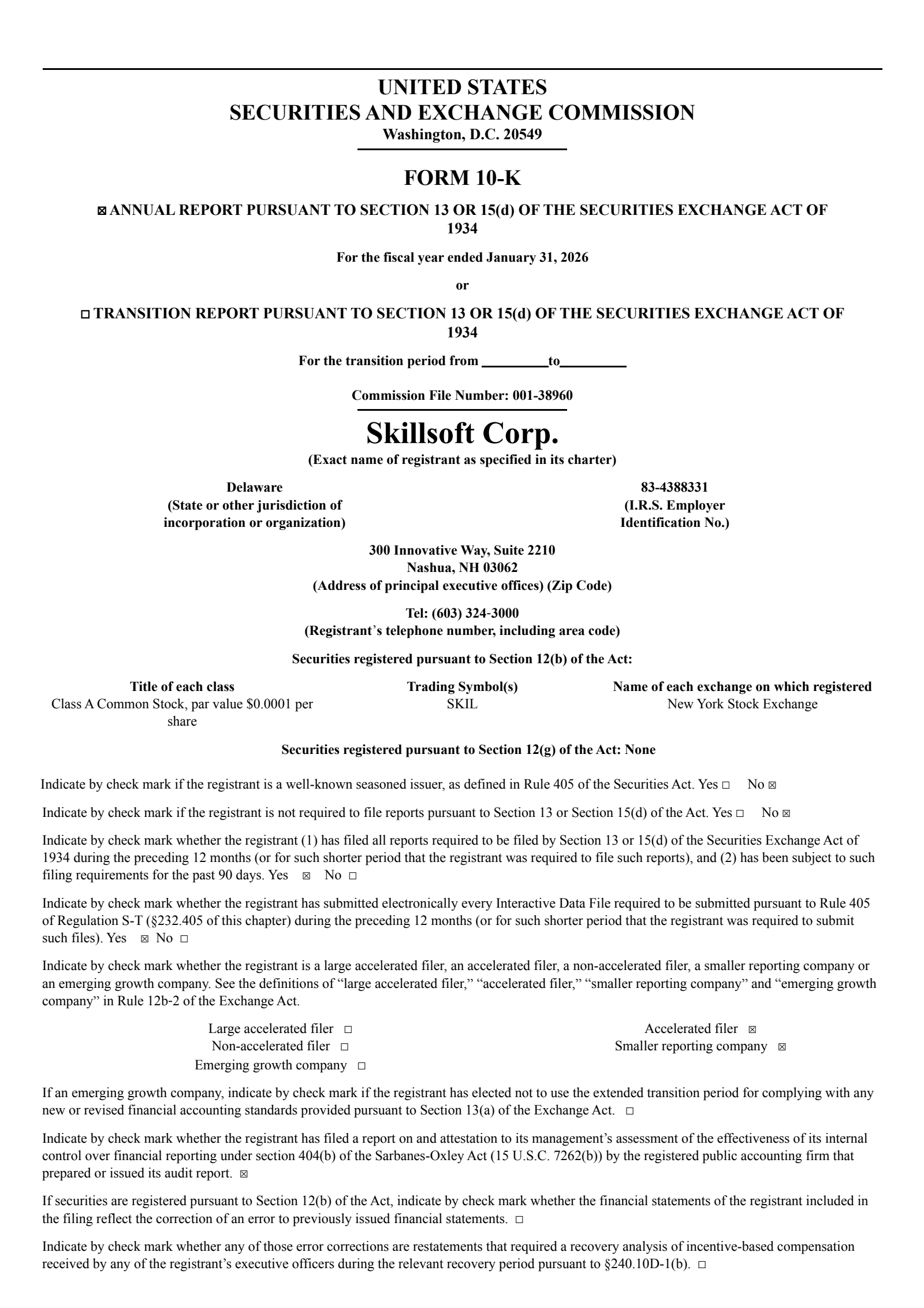 Skillsoft's Q4 2026 Annual report