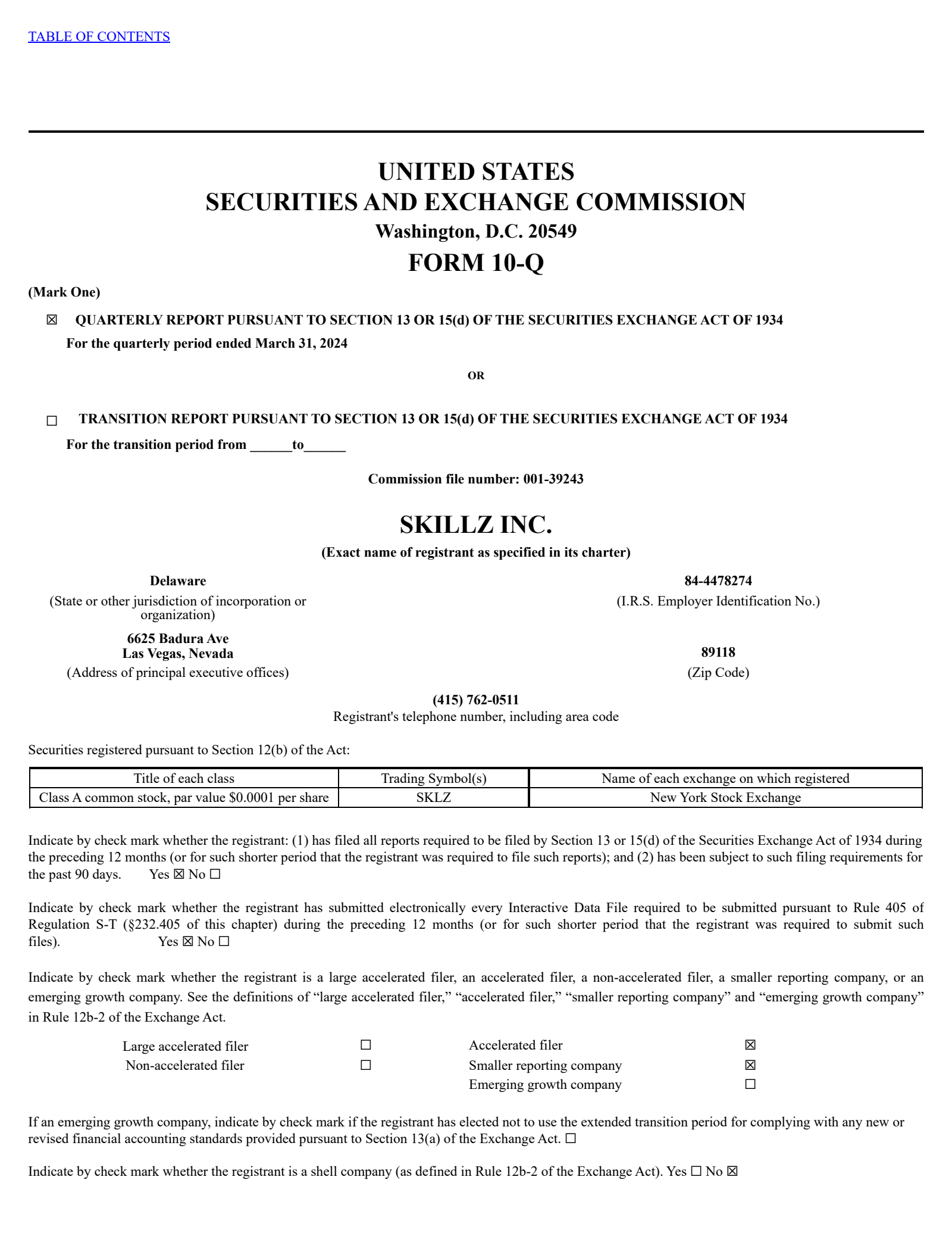 Skillz's Q1 2024 Quarterly Report