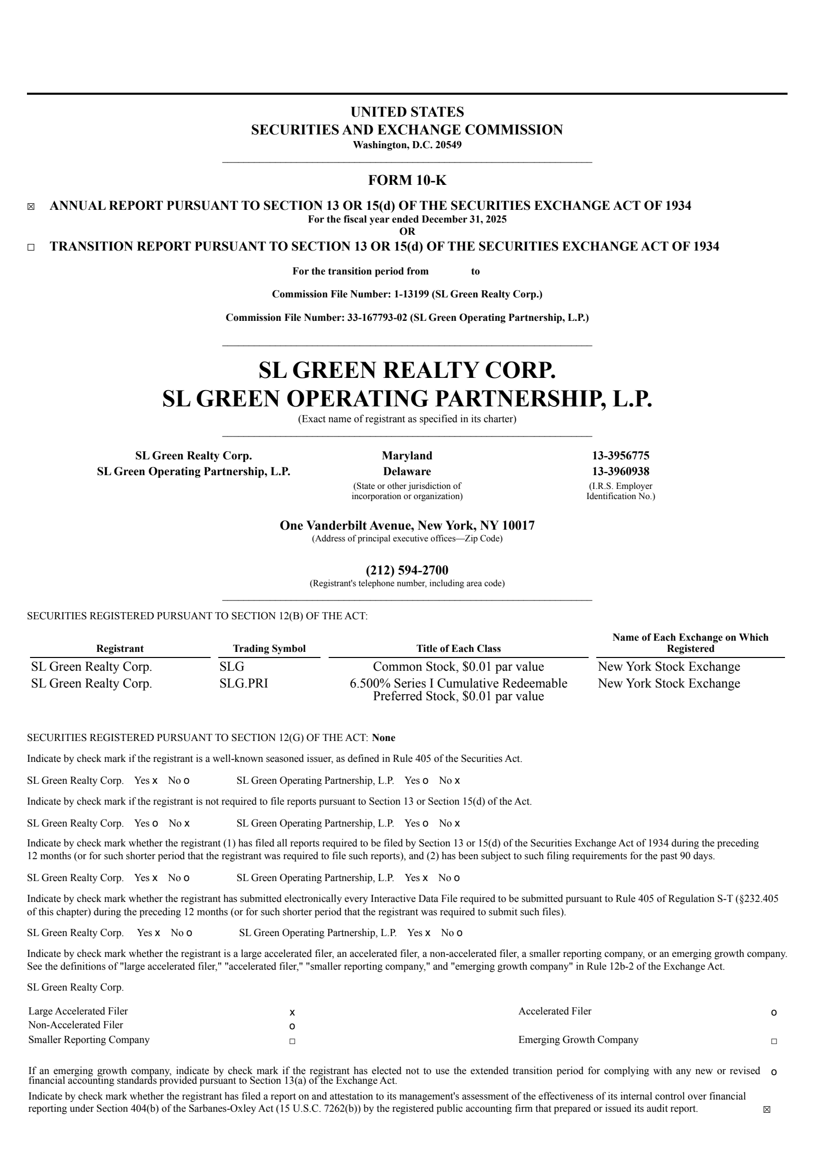 SL Green Realty's Q4 2025 Annual report