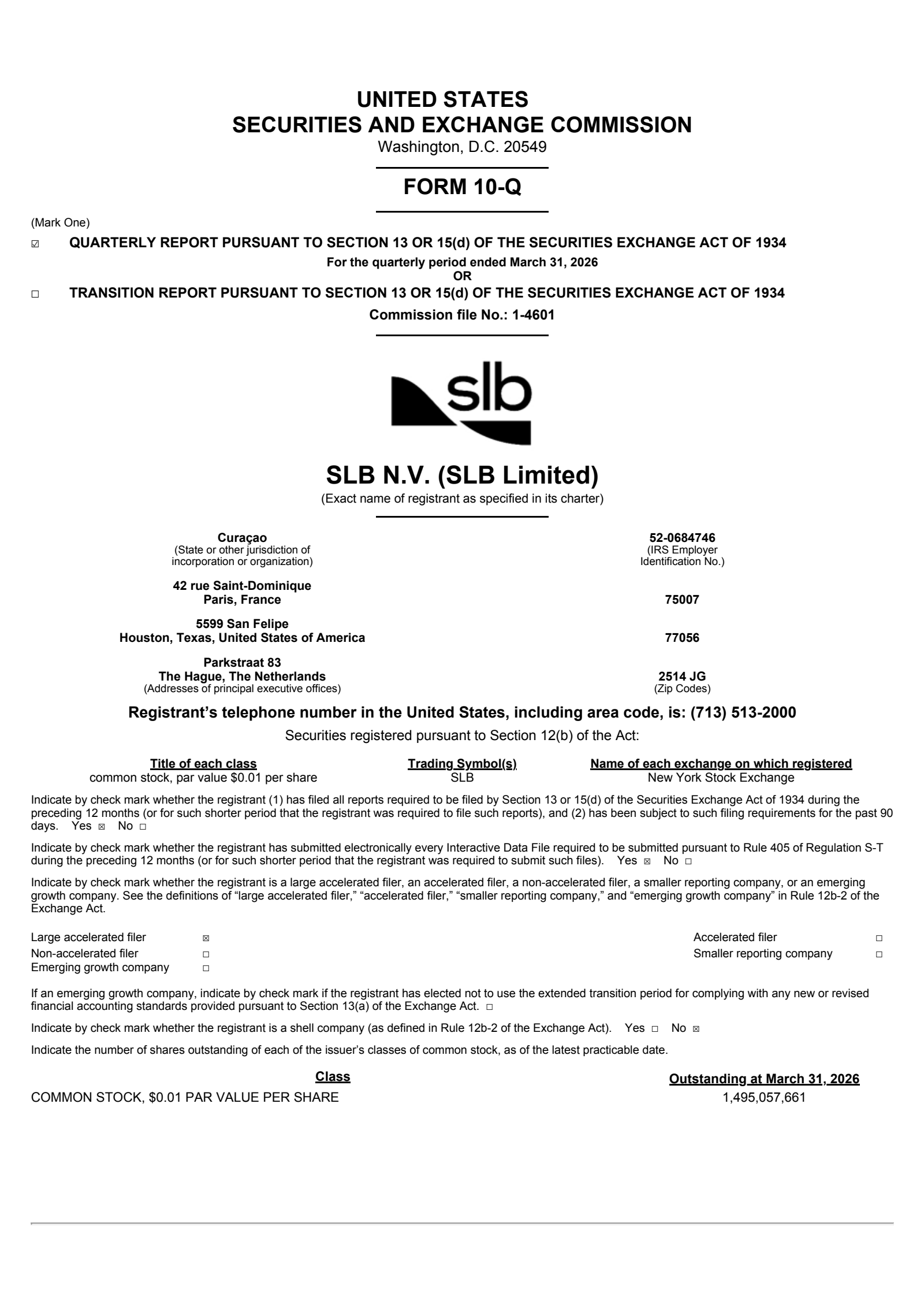 SLB's Q1 2026 Quarterly report