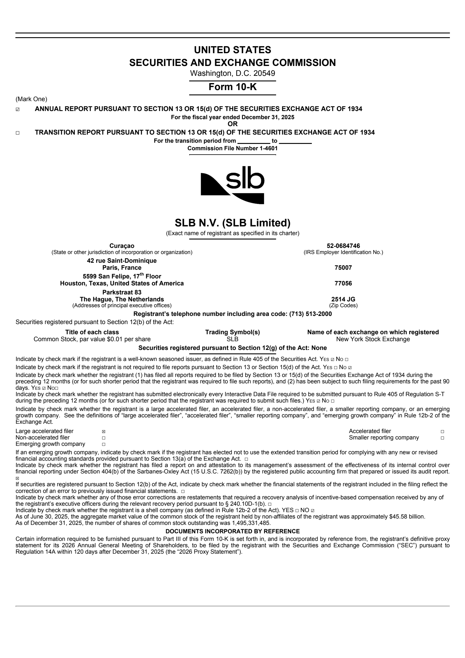 SLB's Q4 2025 Annual report