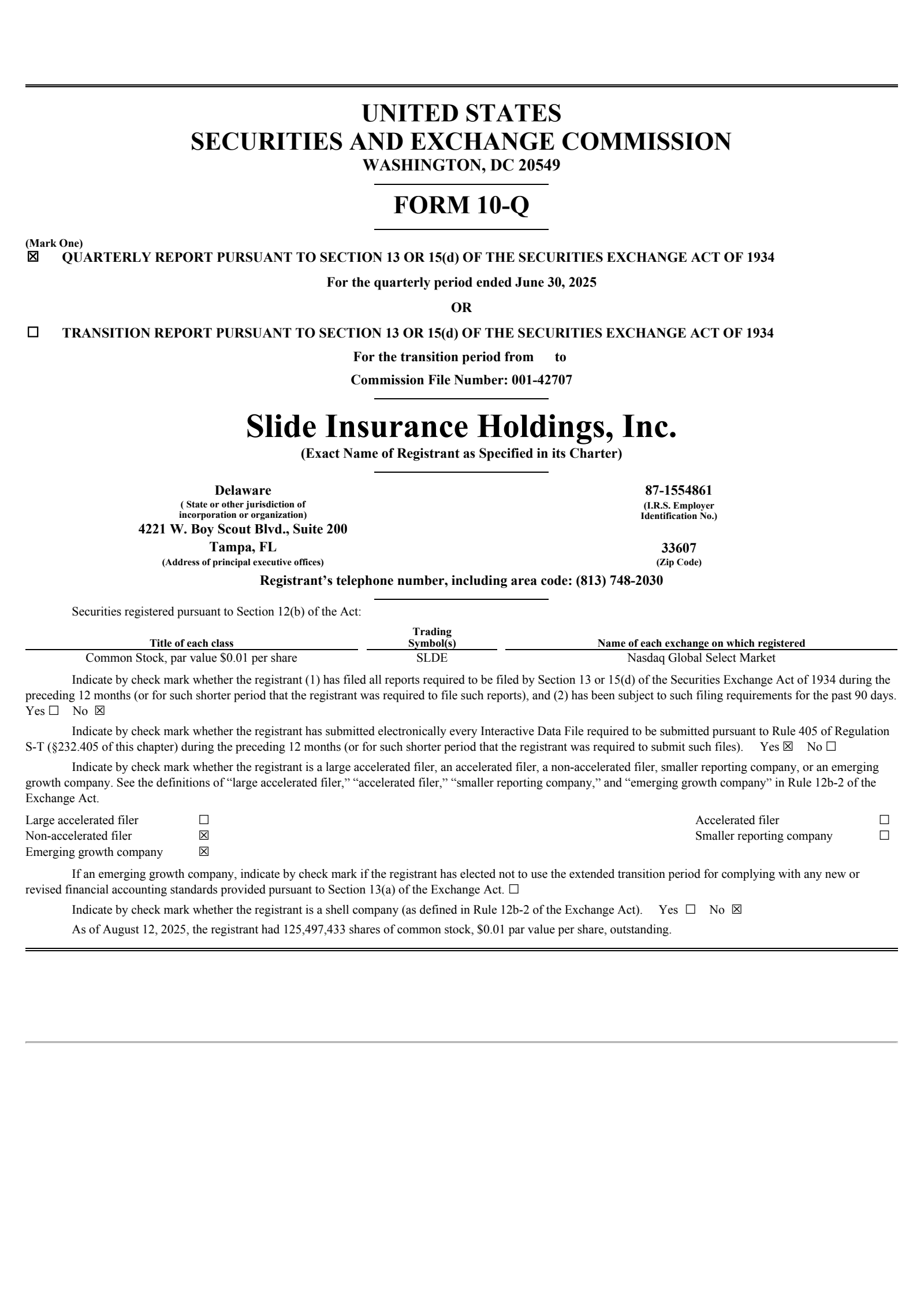 Slide Insurance's Q2 2025 Quarterly Report