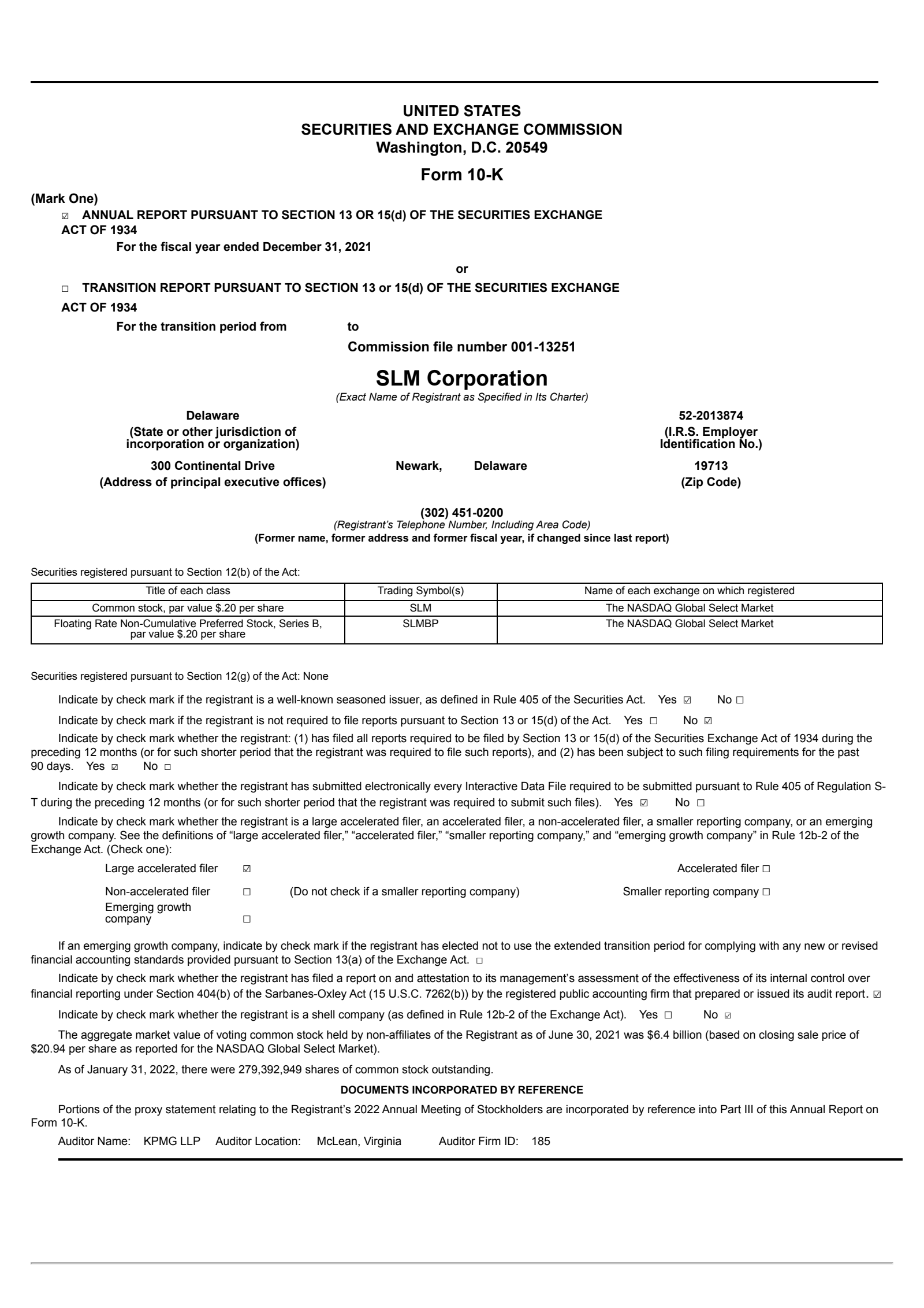 SLM's Q4 2021 Annual report