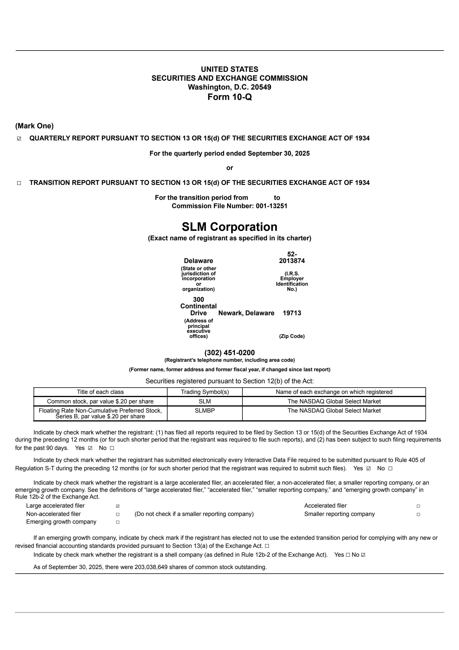 SLM's Q3 2025 Quarterly Report