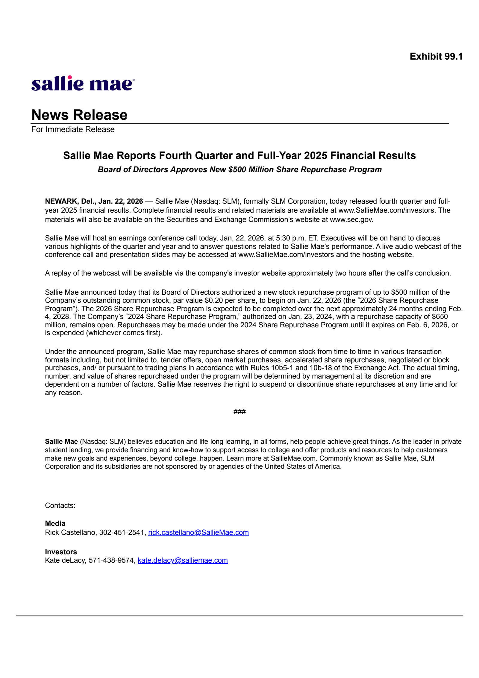 SLM's Q4 2025 Press Release