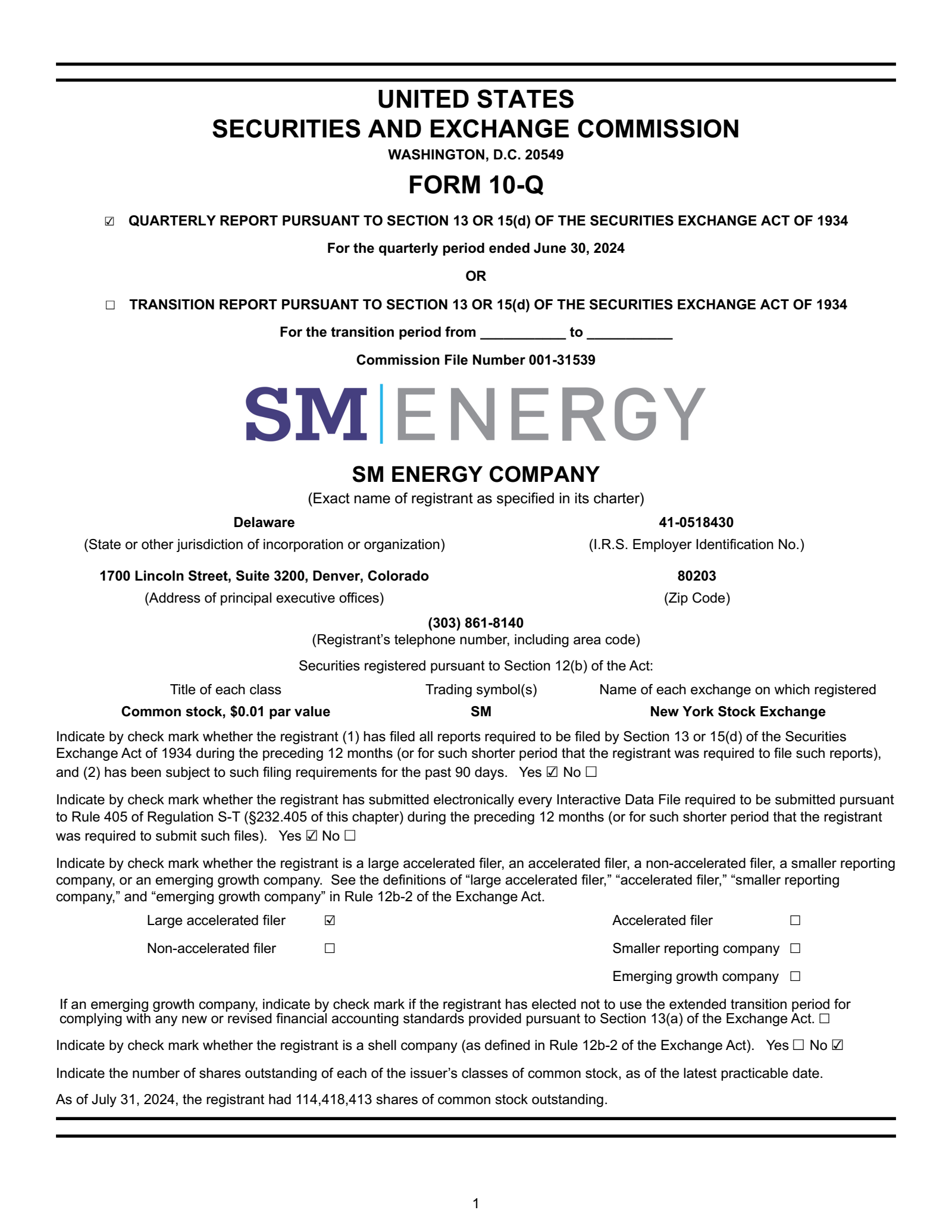 SM Energy's Q2 2024 Prepared Remarks Quarterly Report