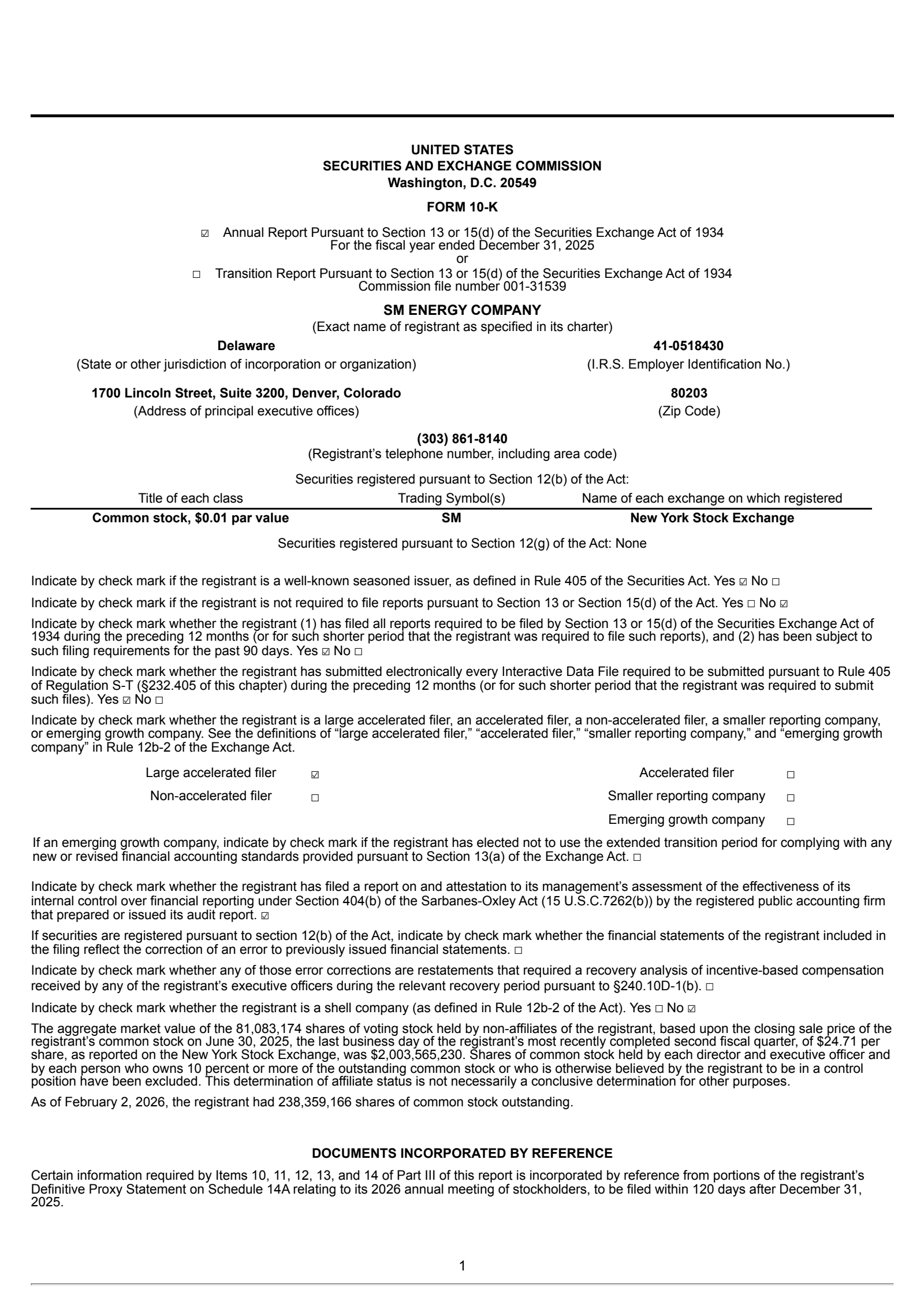 SM Energy's Q4 2025 Annual report