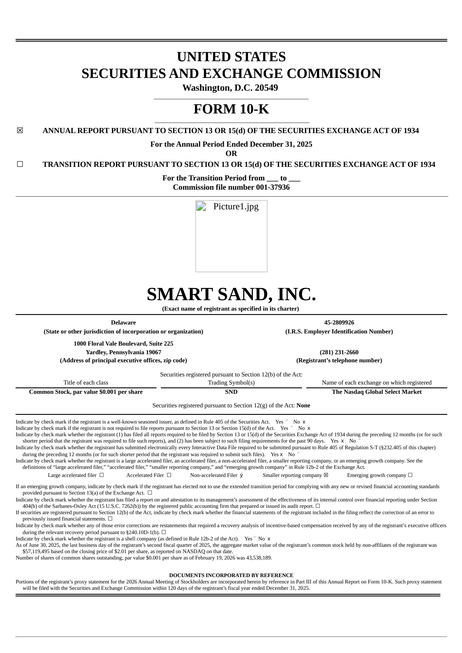 Smart Sand's Q4 2025 Annual report