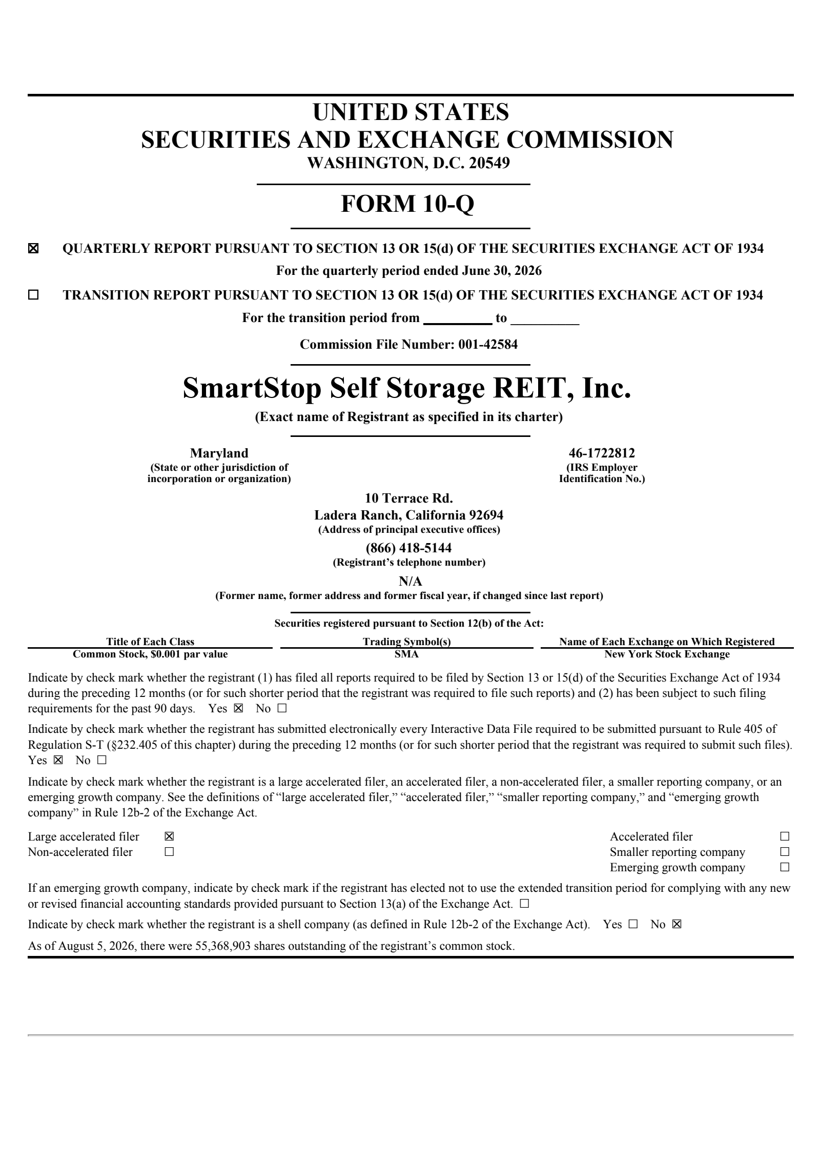 Smartstop Self Storage REIT's Q2 2026 Quarterly report