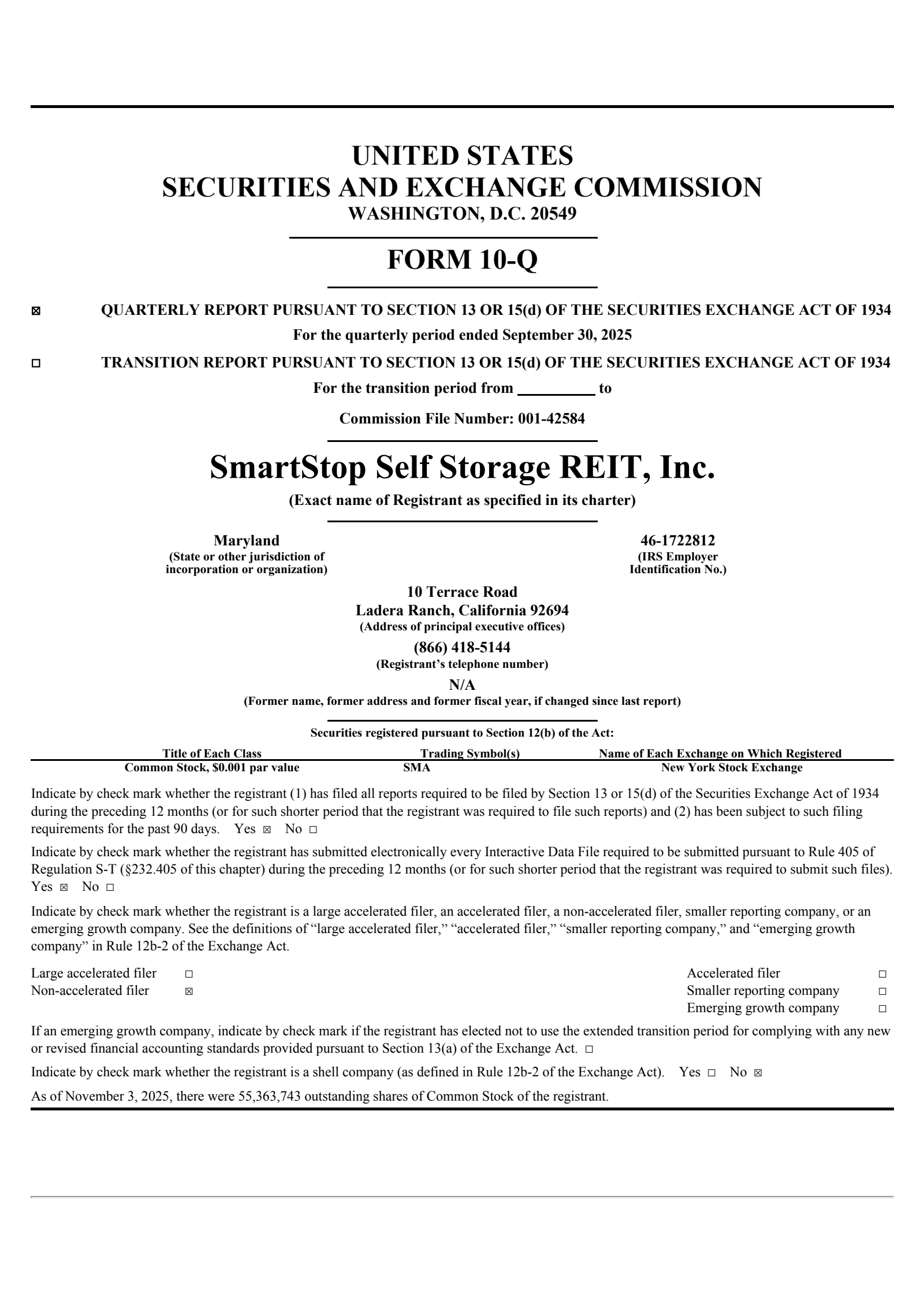 Smartstop Self Storage REIT's Q3 2025 Quarterly Report