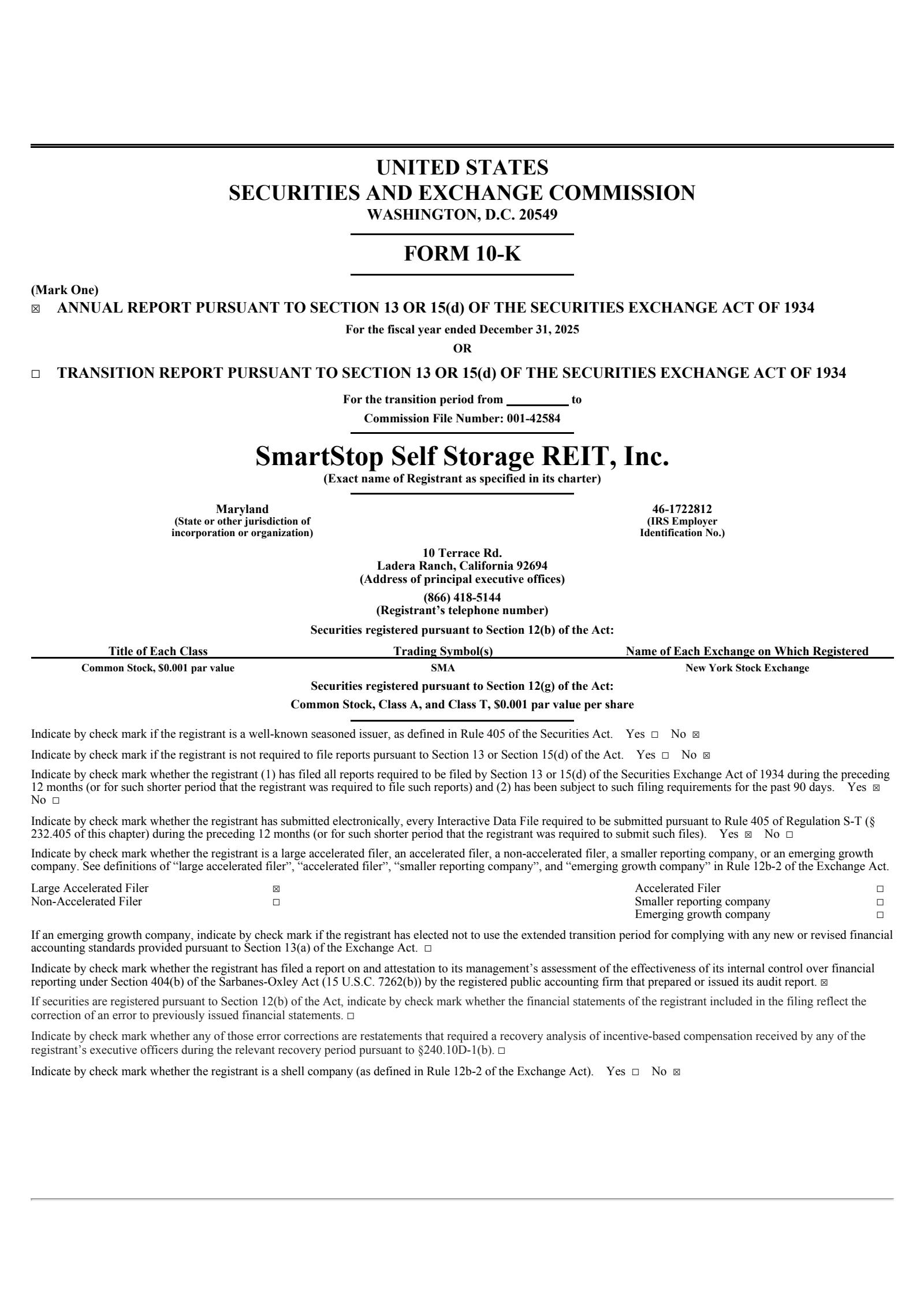 Smartstop Self Storage REIT's Q4 2025 Annual report