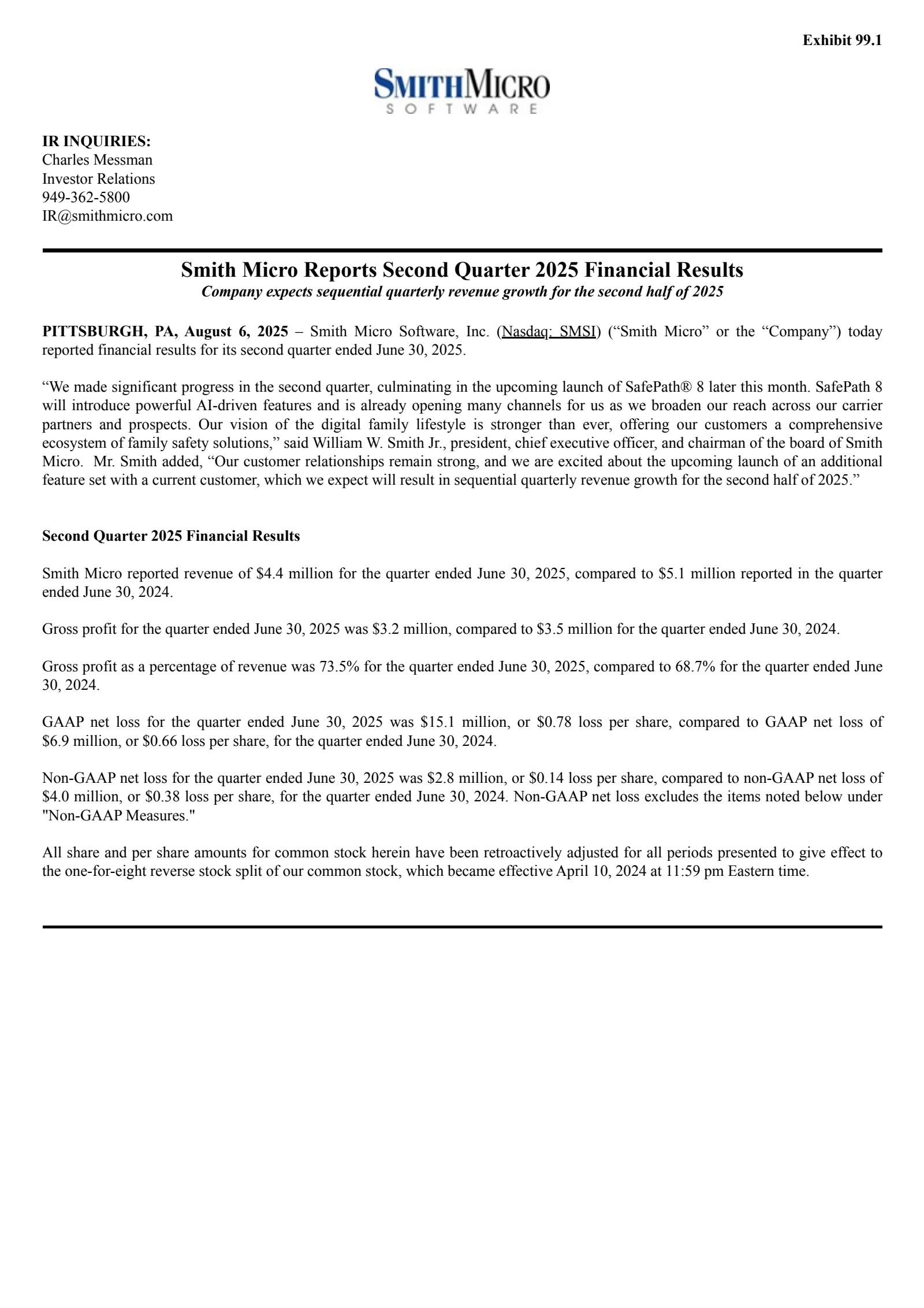 SMSI Q2 2025 Earnings Report on 8/6/2025