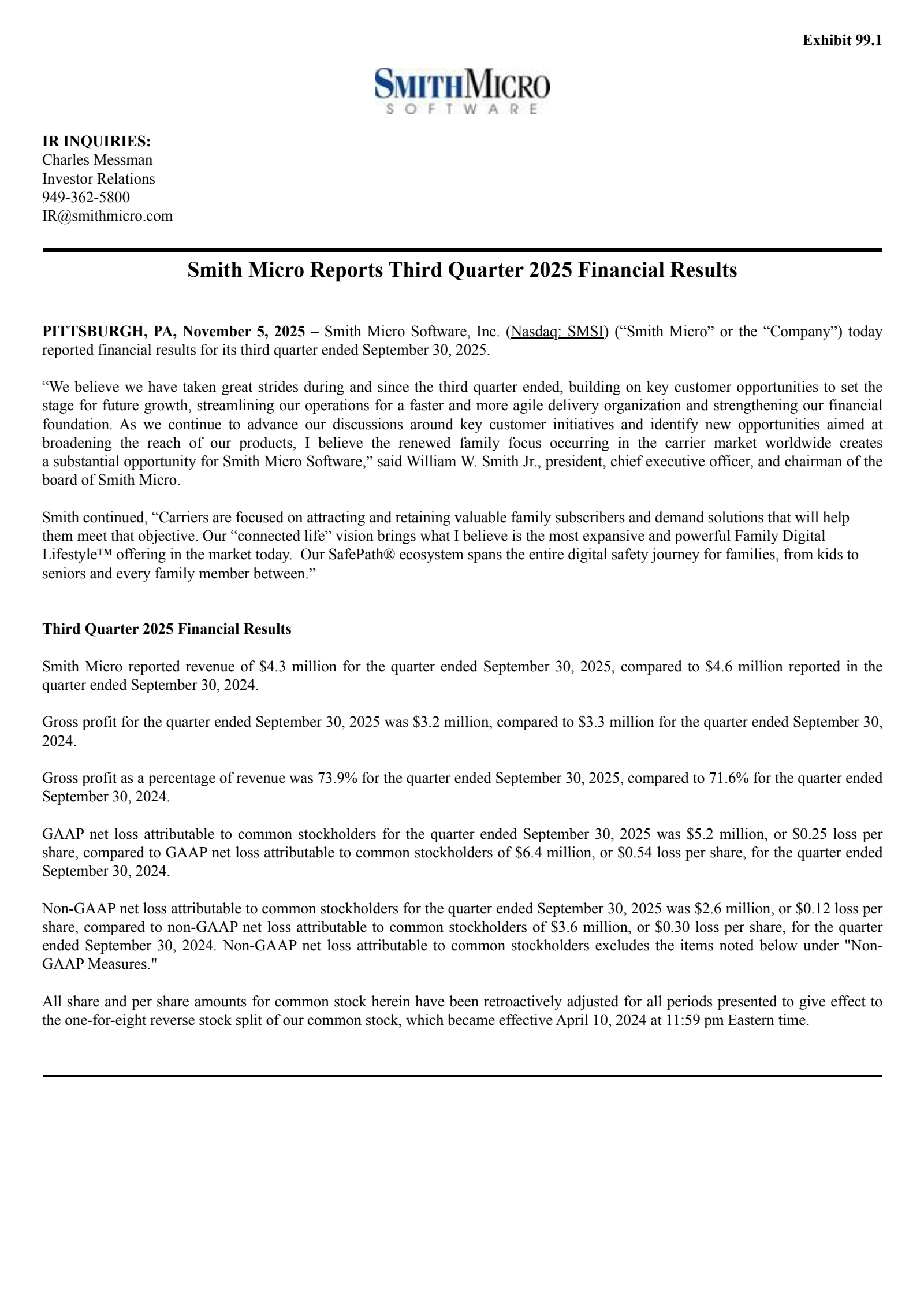 Smith Micro Software's Q3 2025 Earnings Release