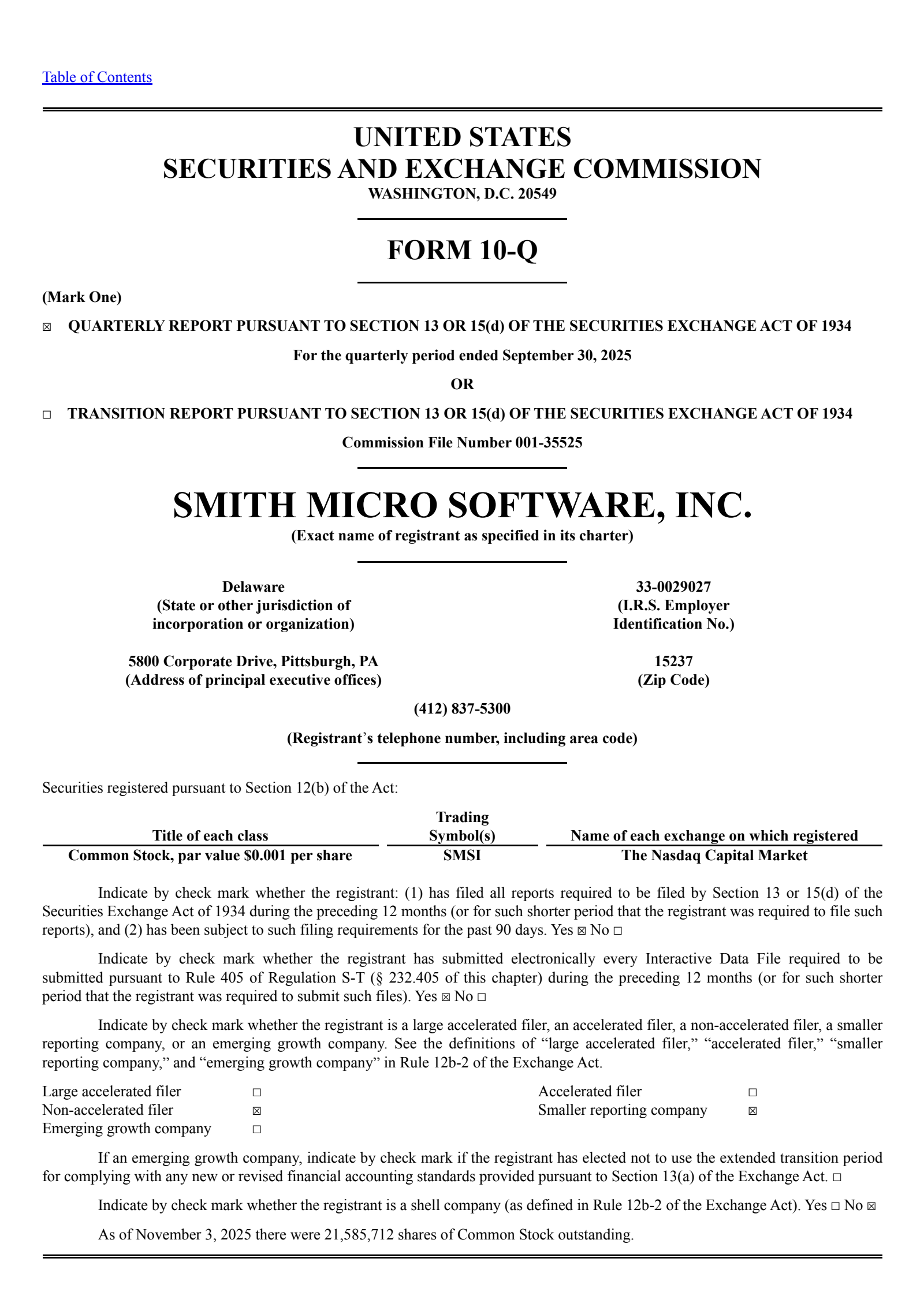 Smith Micro Software's Q3 2025 Quarterly Report