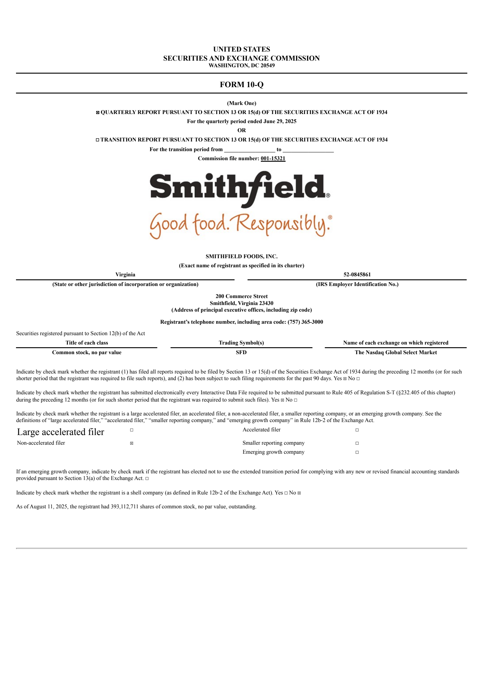 Smithfield Foods' Q2 2025 Quarterly report