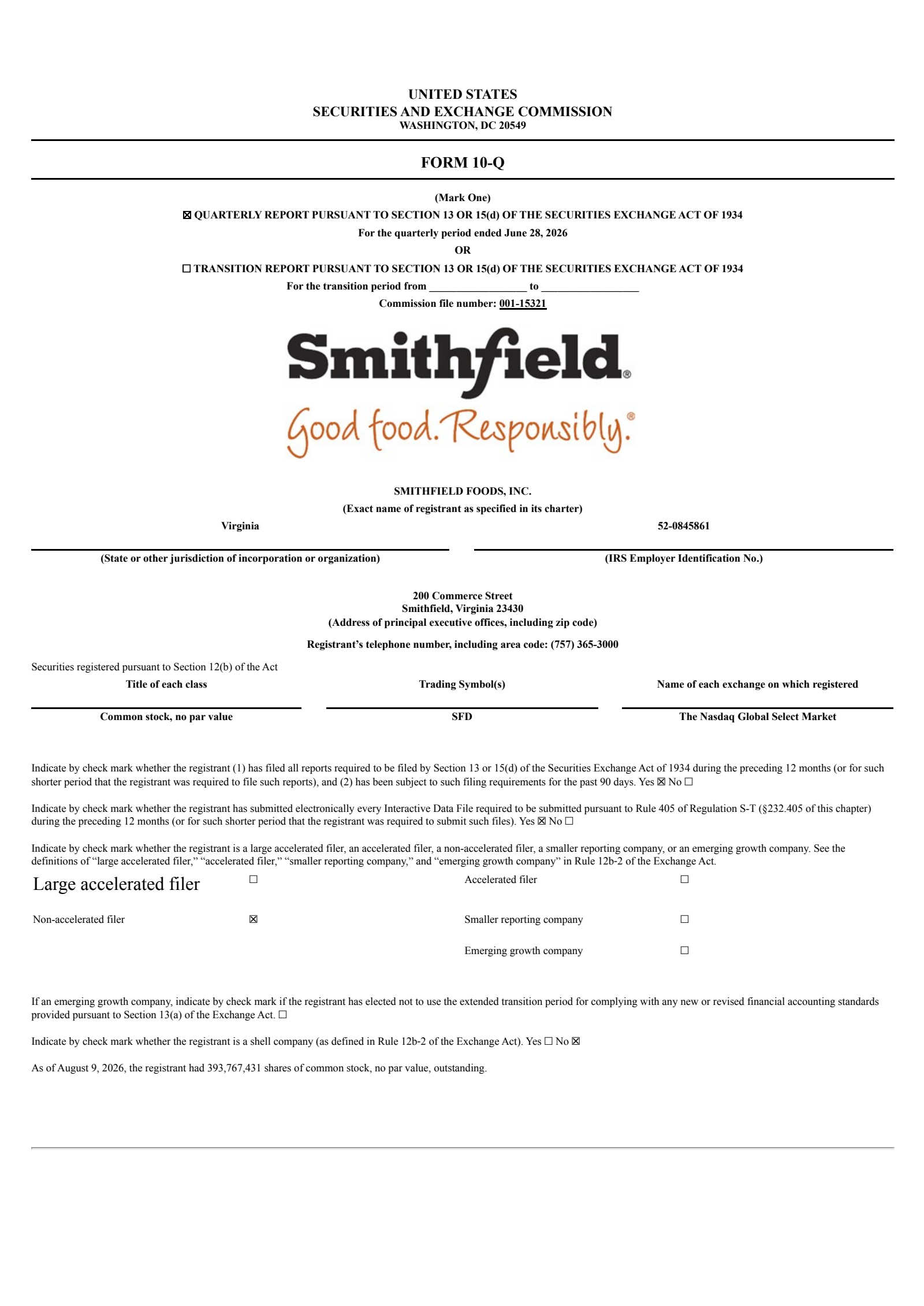Smithfield Foods' Q2 2026 Quarterly report