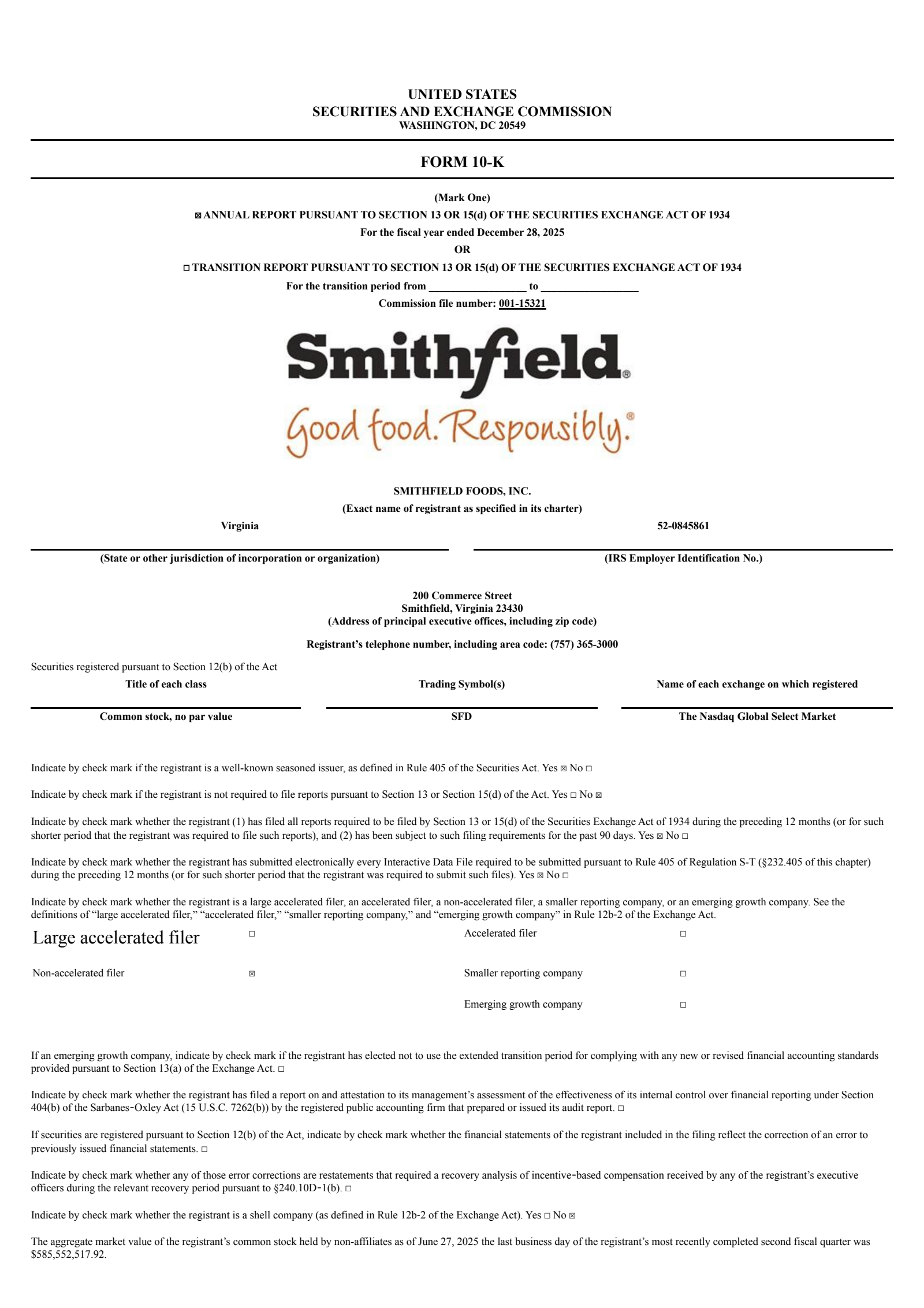 Smithfield Foods' Q4 2025 Annual report