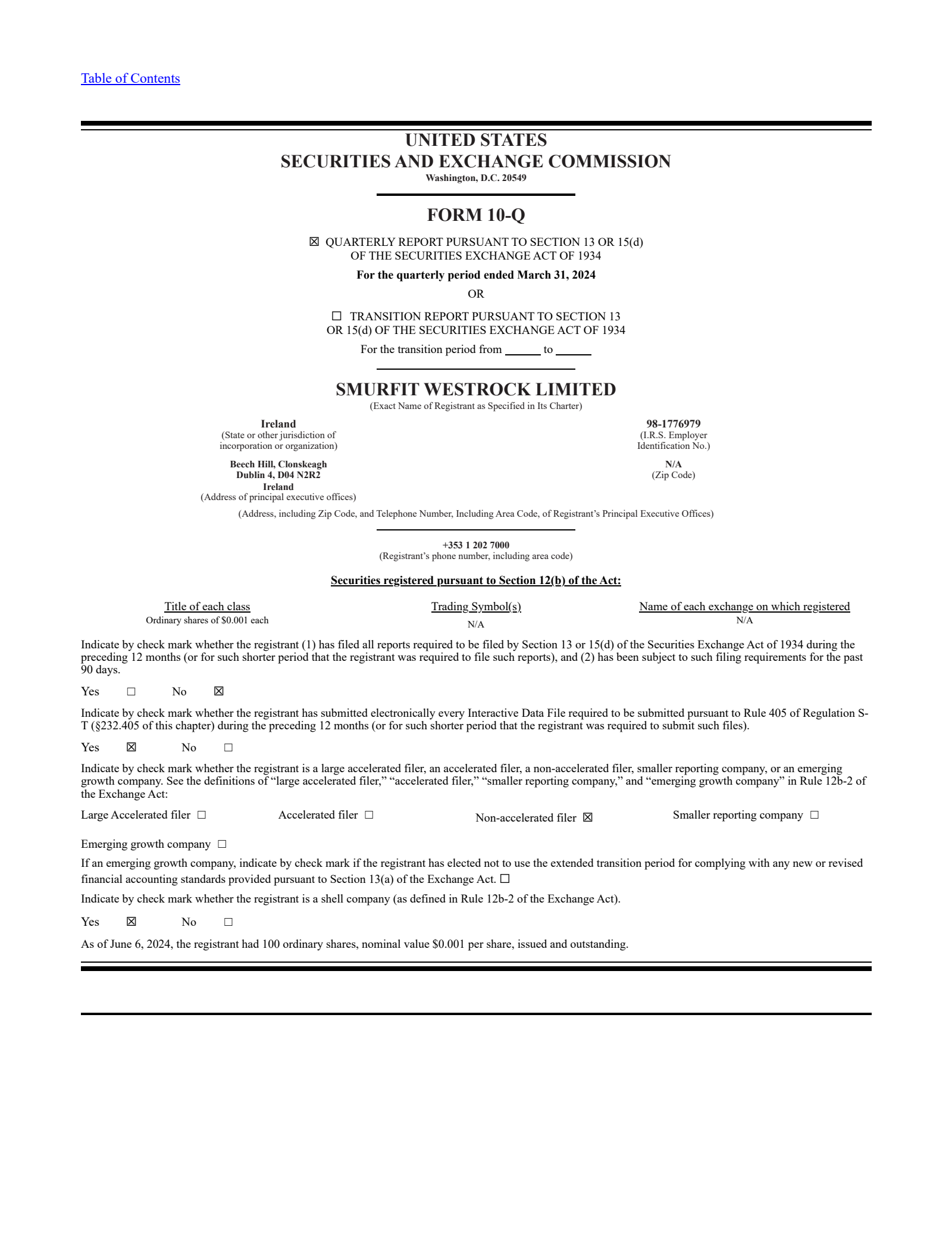 Smurfit Westrock's Q1 2024 TU Quarterly Report