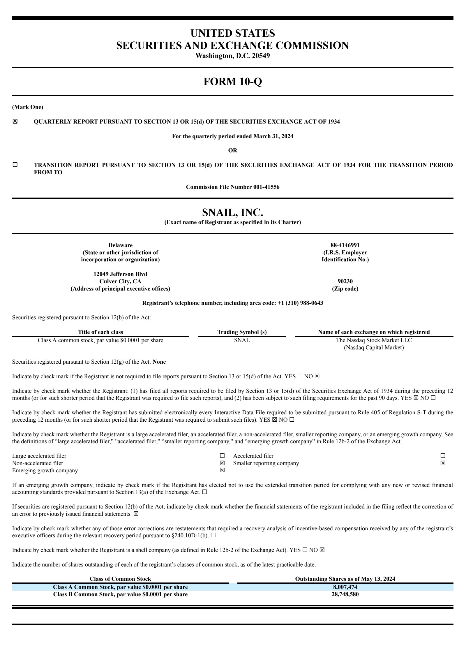Snail's Q1 2024 Quarterly Report