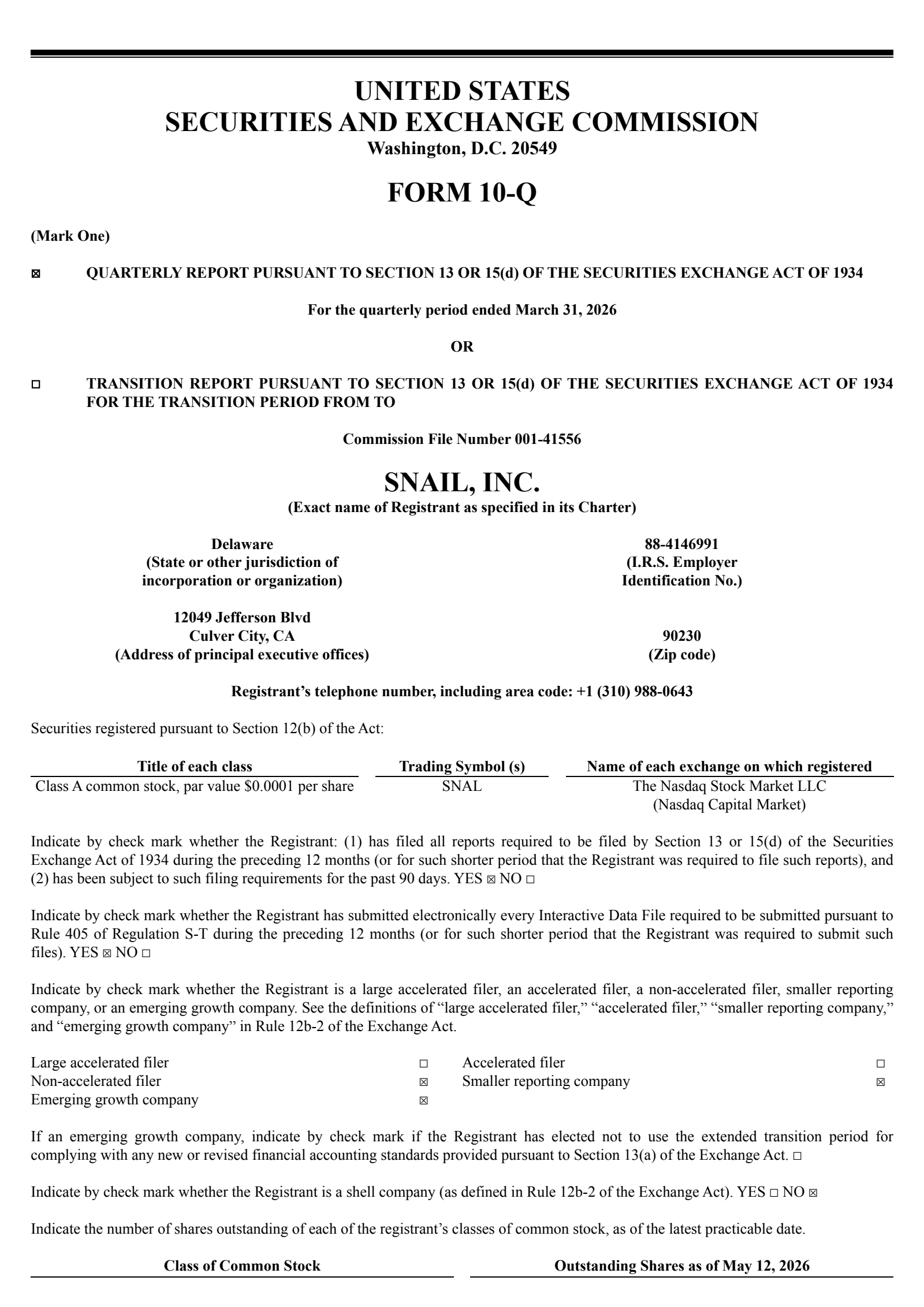 Snail's Q1 2026 Quarterly report