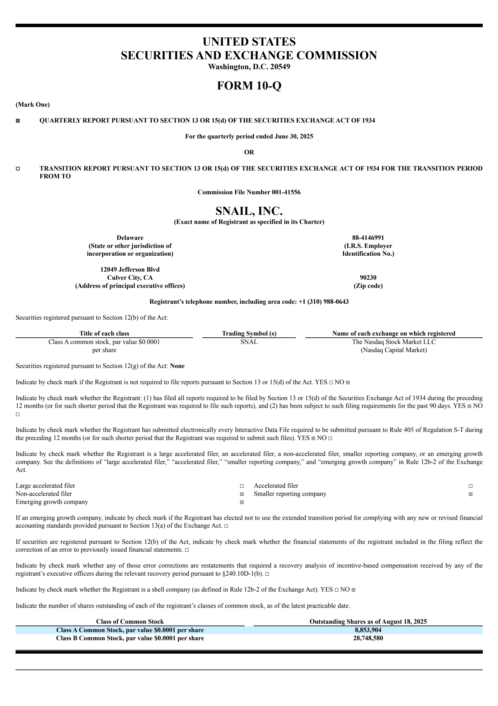 Snail's Q2 2025 Quarterly report