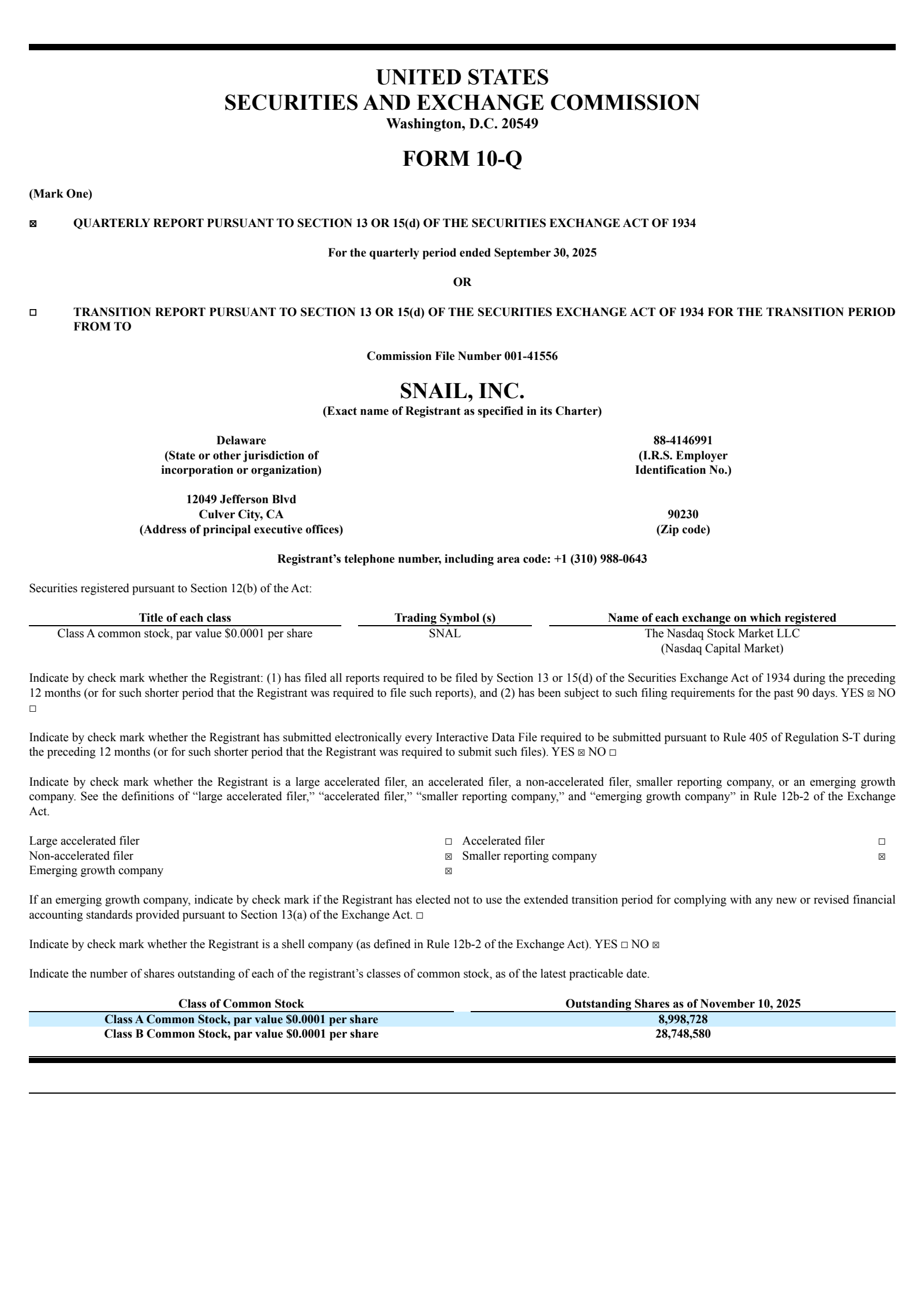 Snail's Q3 2025 Quarterly Report