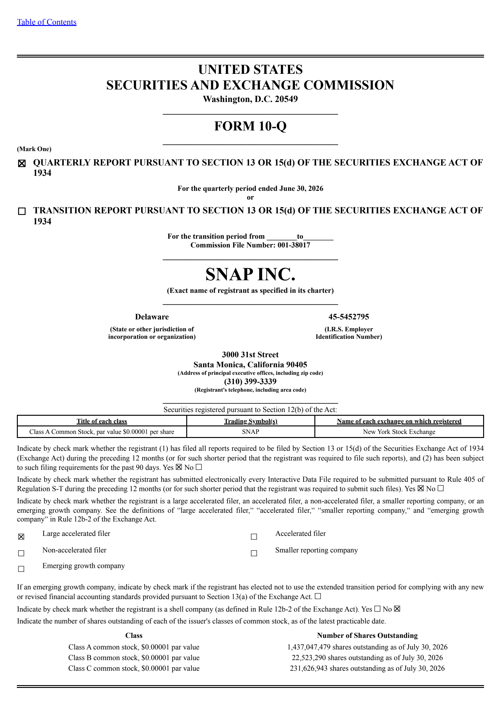Snap's Q2 2026 Quarterly report