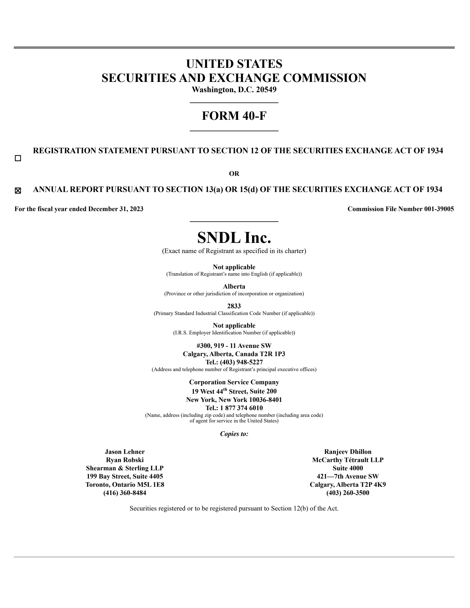 SNDL's Q4 2023 Annual Report