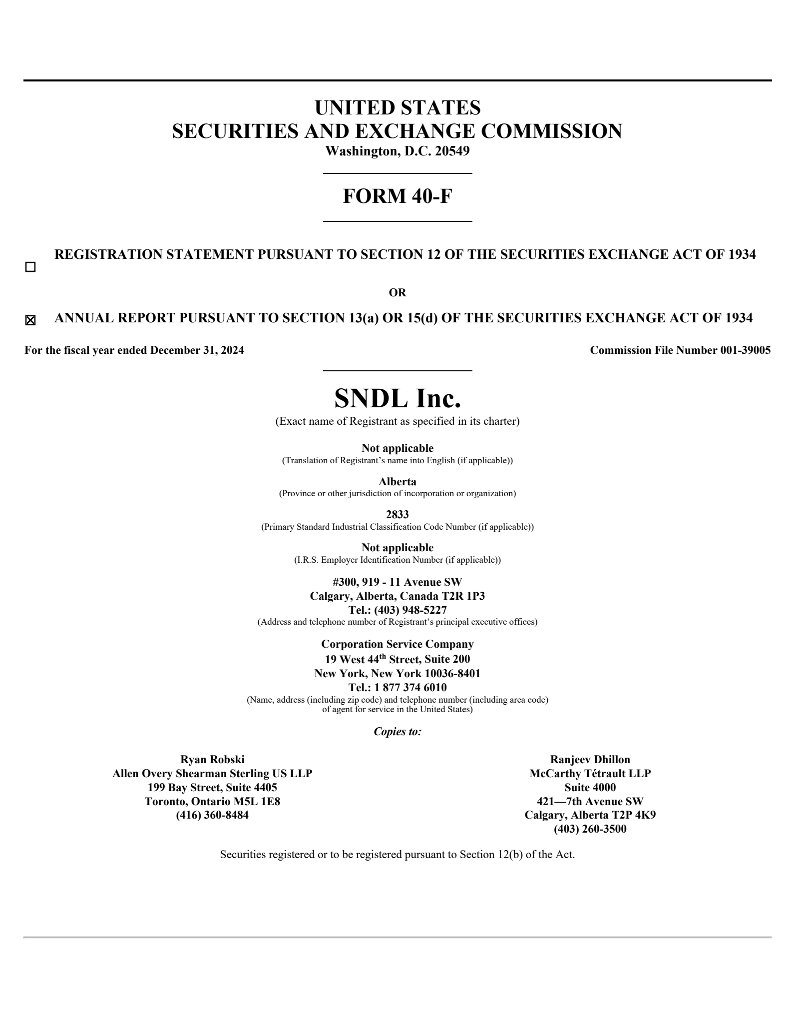 SNDL's Q4 2024 Annual Report